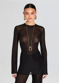 Ines Metallic Knit Top by SEROYA in Black, product image 1
