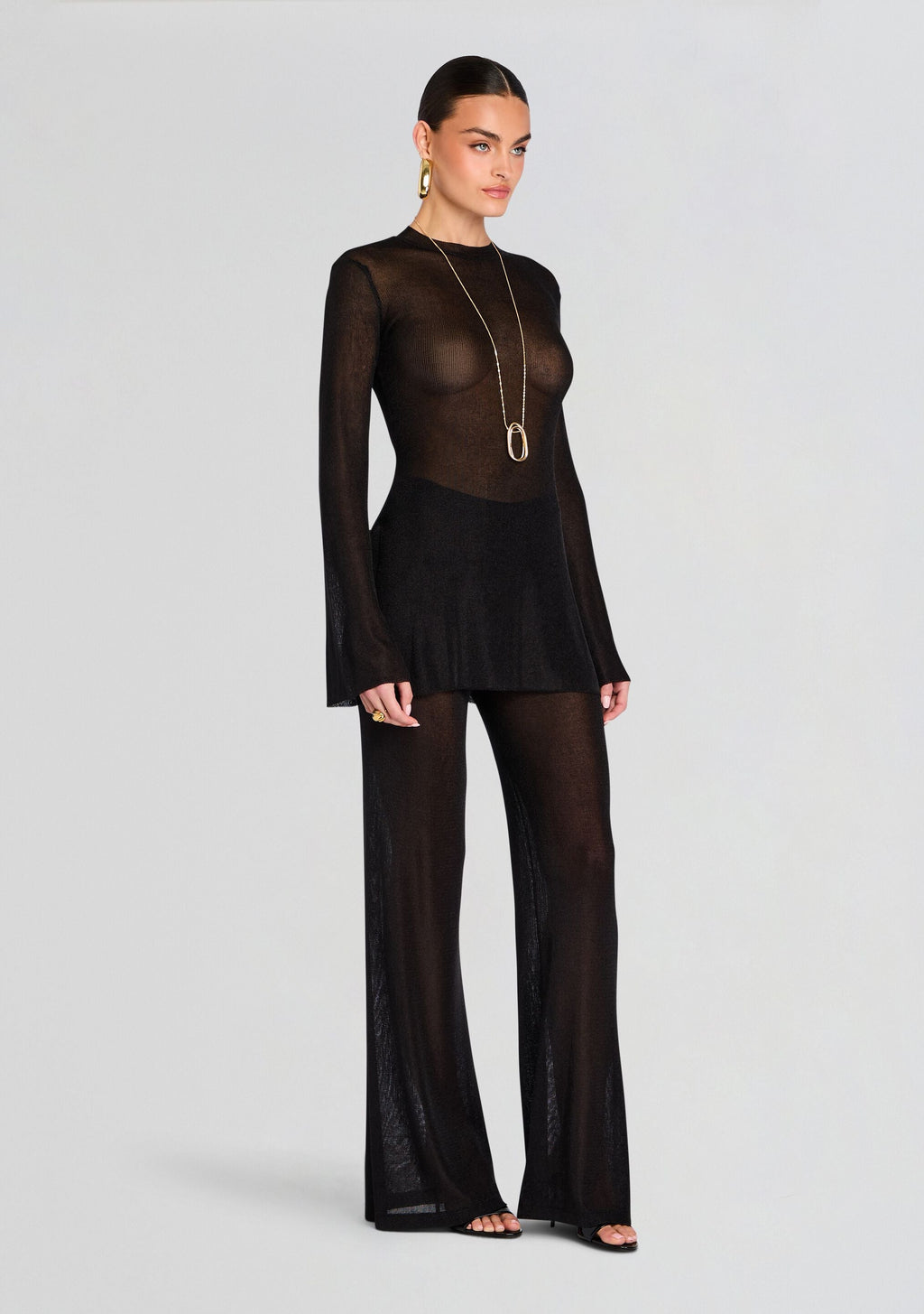 Ines Metallic Knit Top by SEROYA in Black, product image 4
