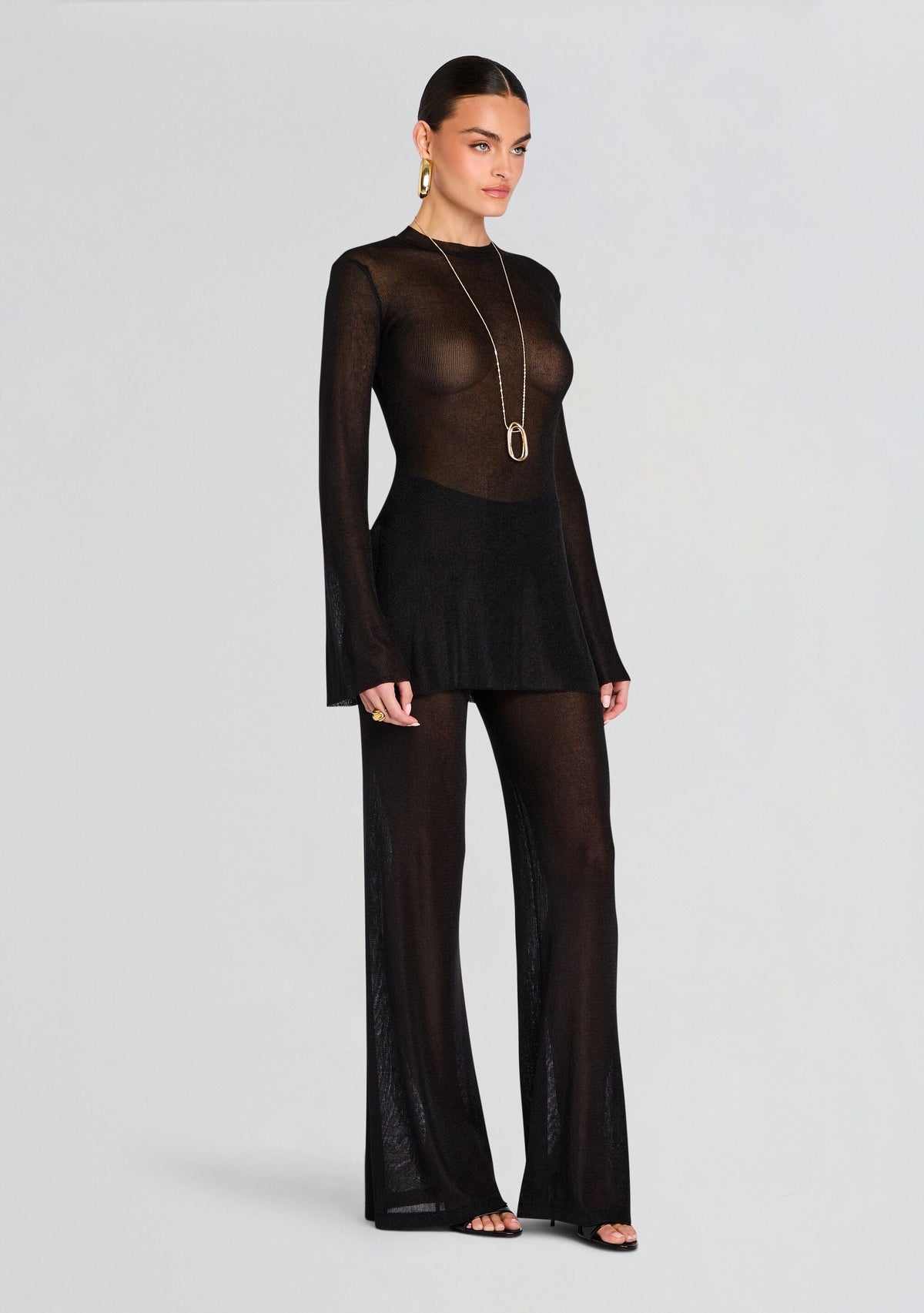 Ines Metallic Knit Top by SEROYA in Black, product image 4