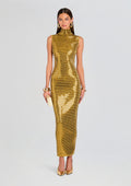 Lust Embellished Knit Dress by retrofête in Ochre, product image 1