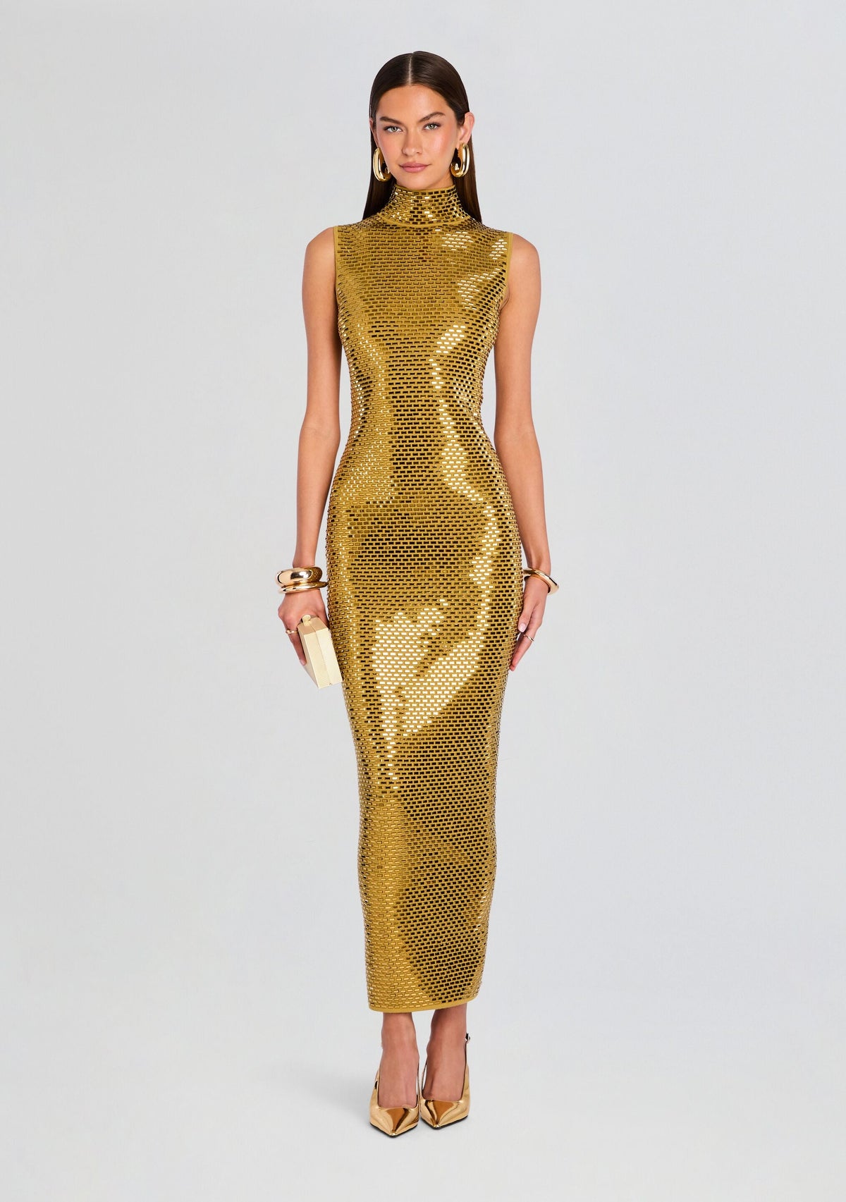 Lust Embellished Knit Dress by retrofête in Ochre, product image 1