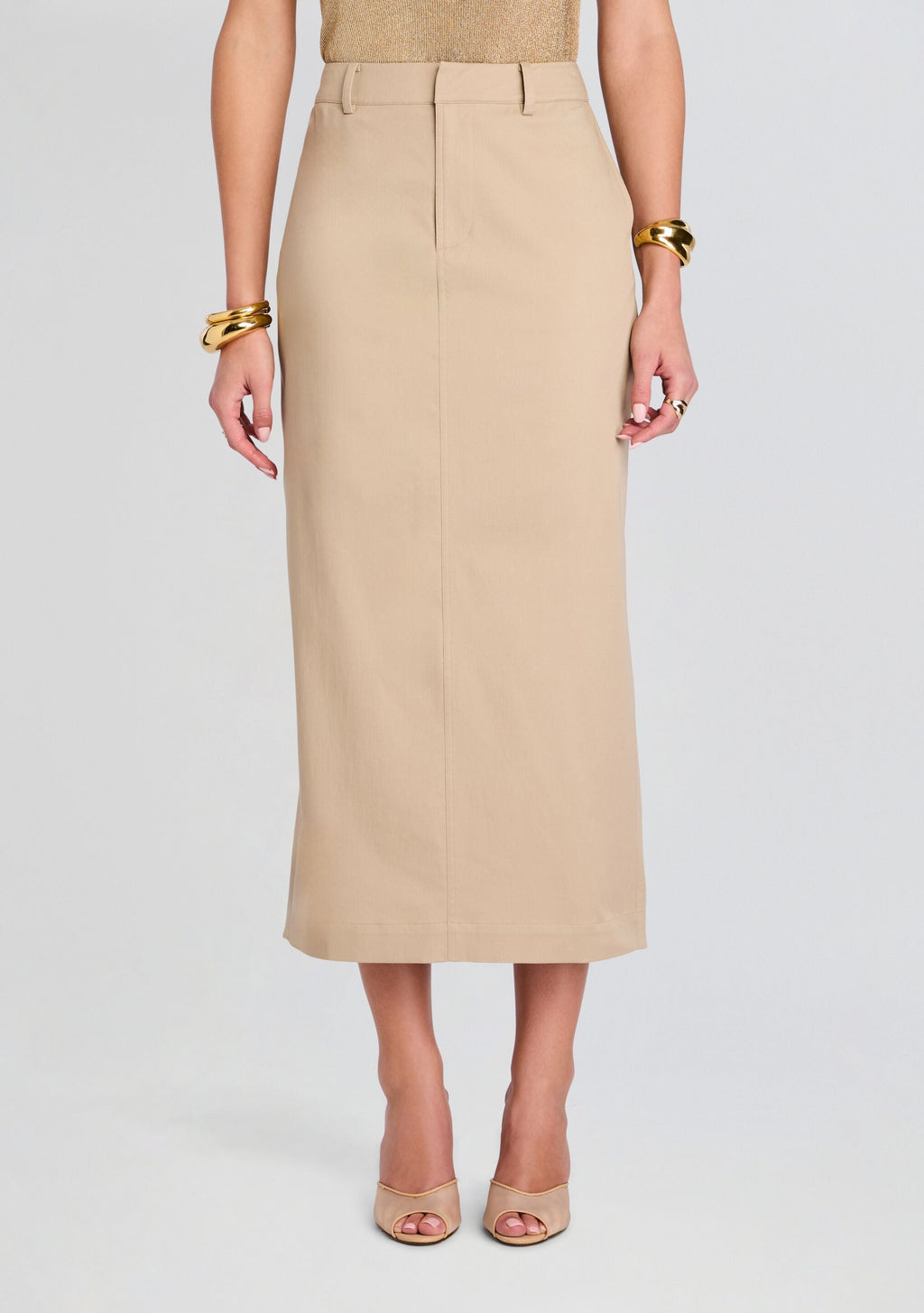 Majed Midi Skirt by SEROYA in Sand, product image 1