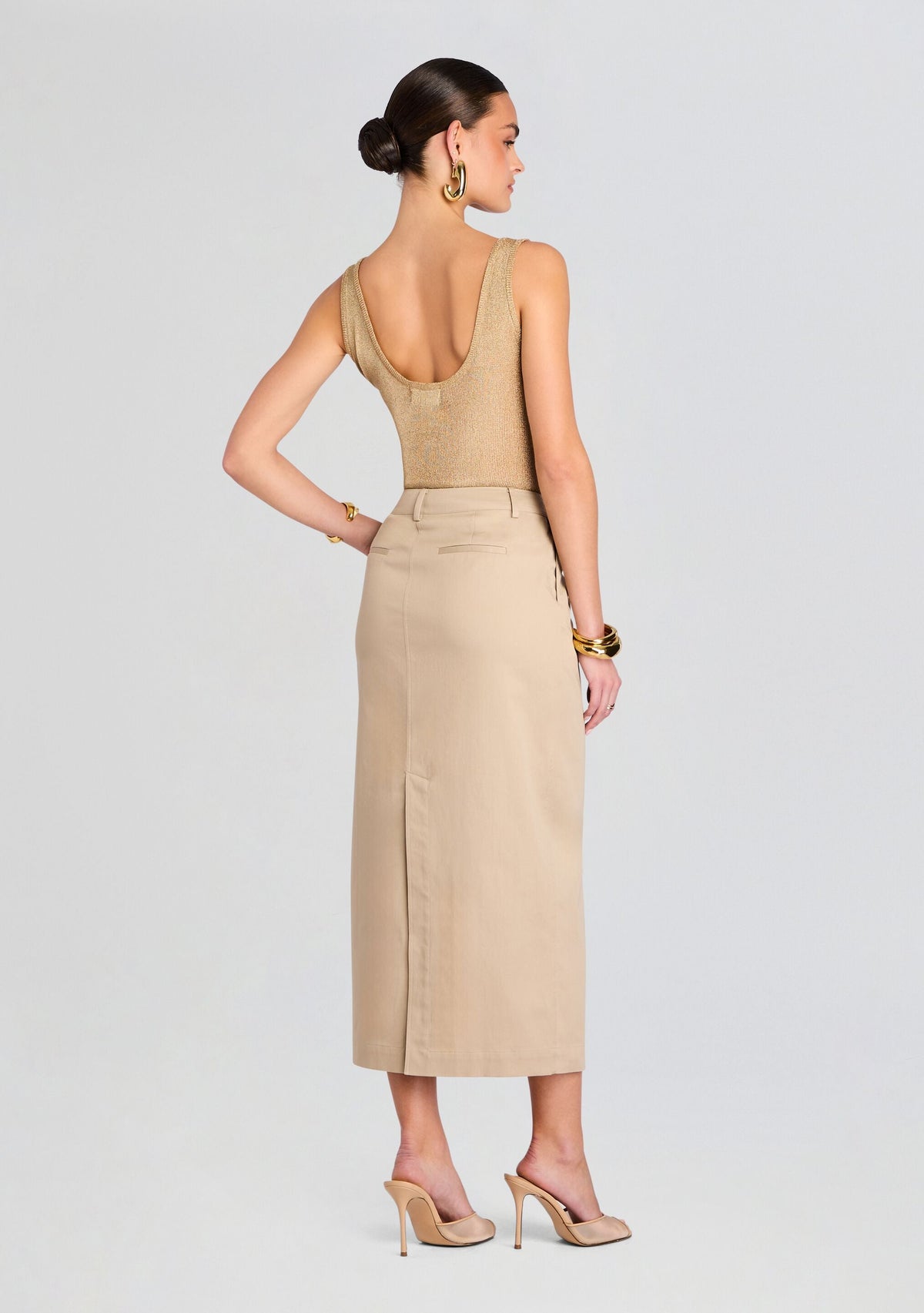 Majed Midi Skirt by SEROYA in Sand, product image 4