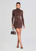 Nara Mini Dress by SEROYA in Slate Brown, product image 1