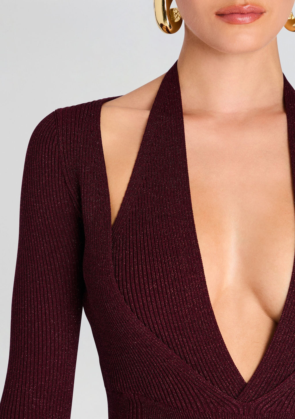 Odelia Metallic Knit Dress by retrofête in Metallic Port, product image 2