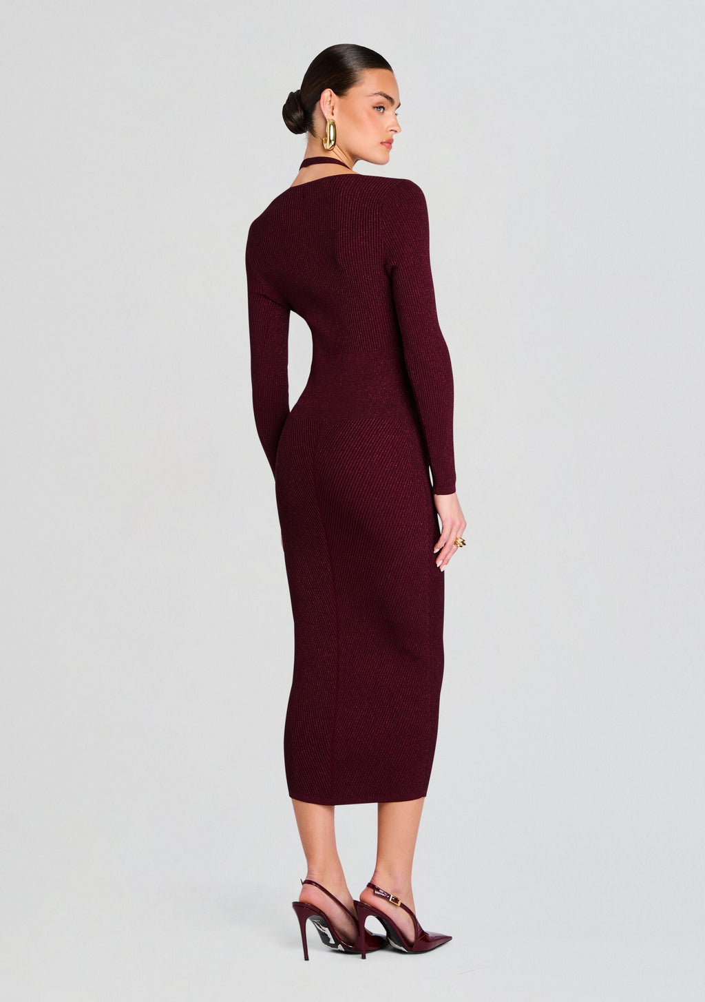 Odelia Metallic Knit Dress by retrofête in Metallic Port, product image 4