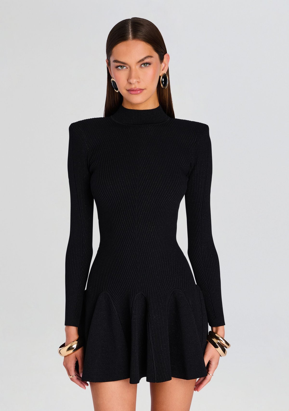 Sydonie Metallic Knit Dress by retrofête in Metallic Black, product image 5