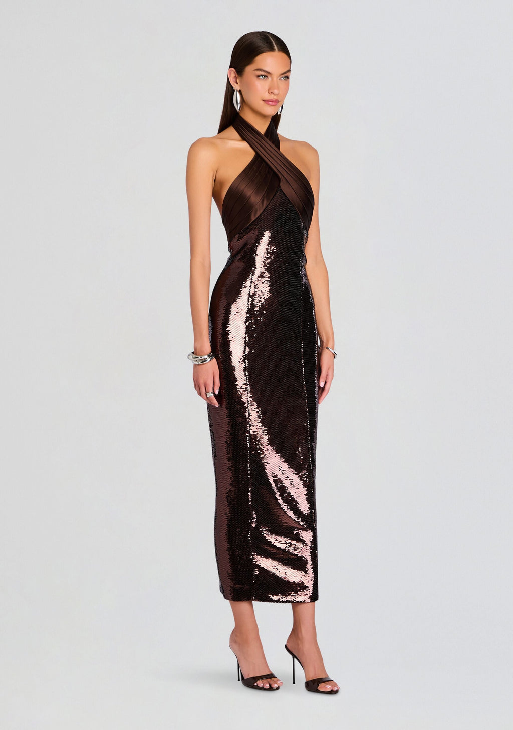 Tamra Sequin Dress by retrofête in Tobacco, product image 3