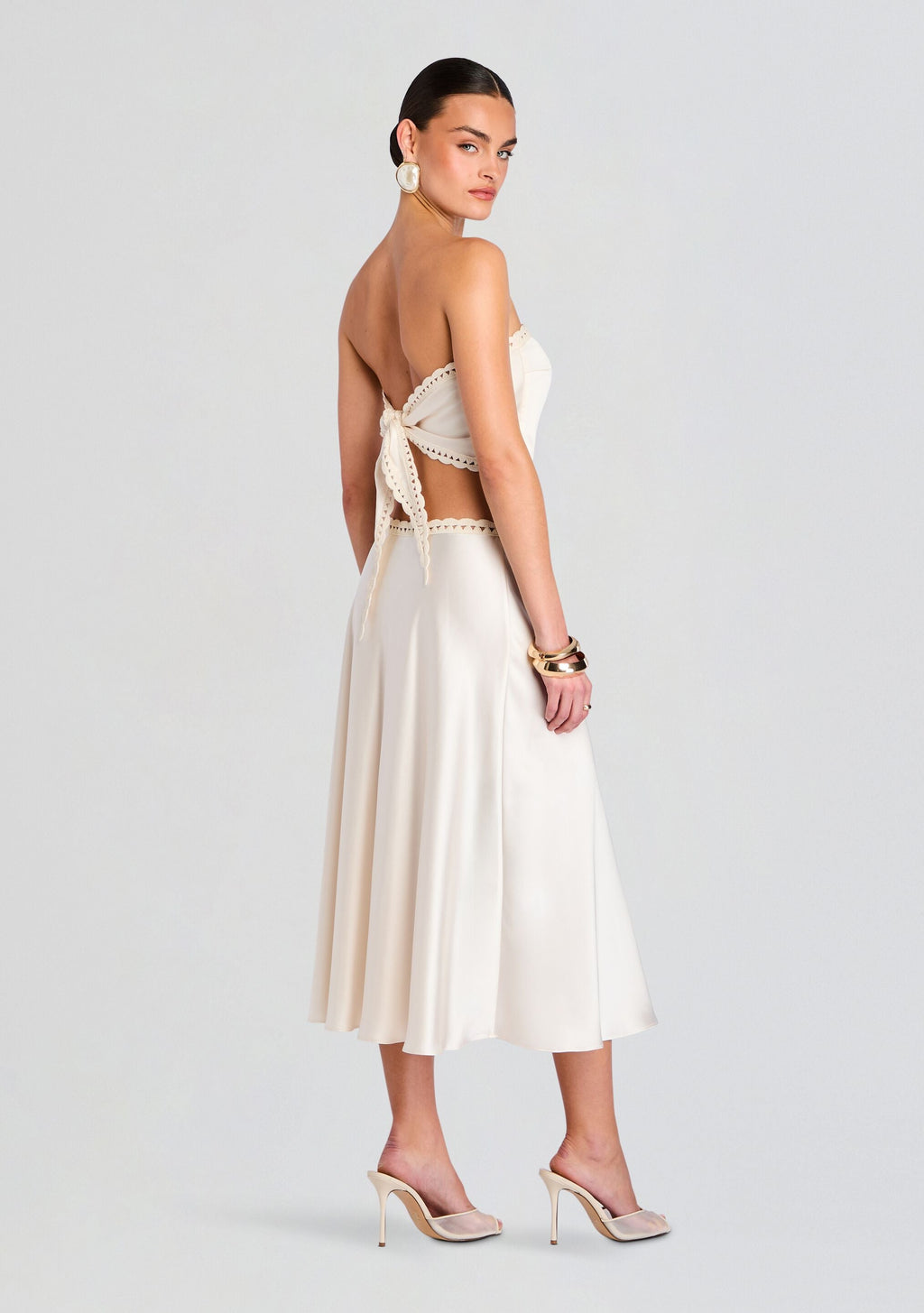 Tamsin Midi Skirt by SEROYA in Eggshell, product image 5