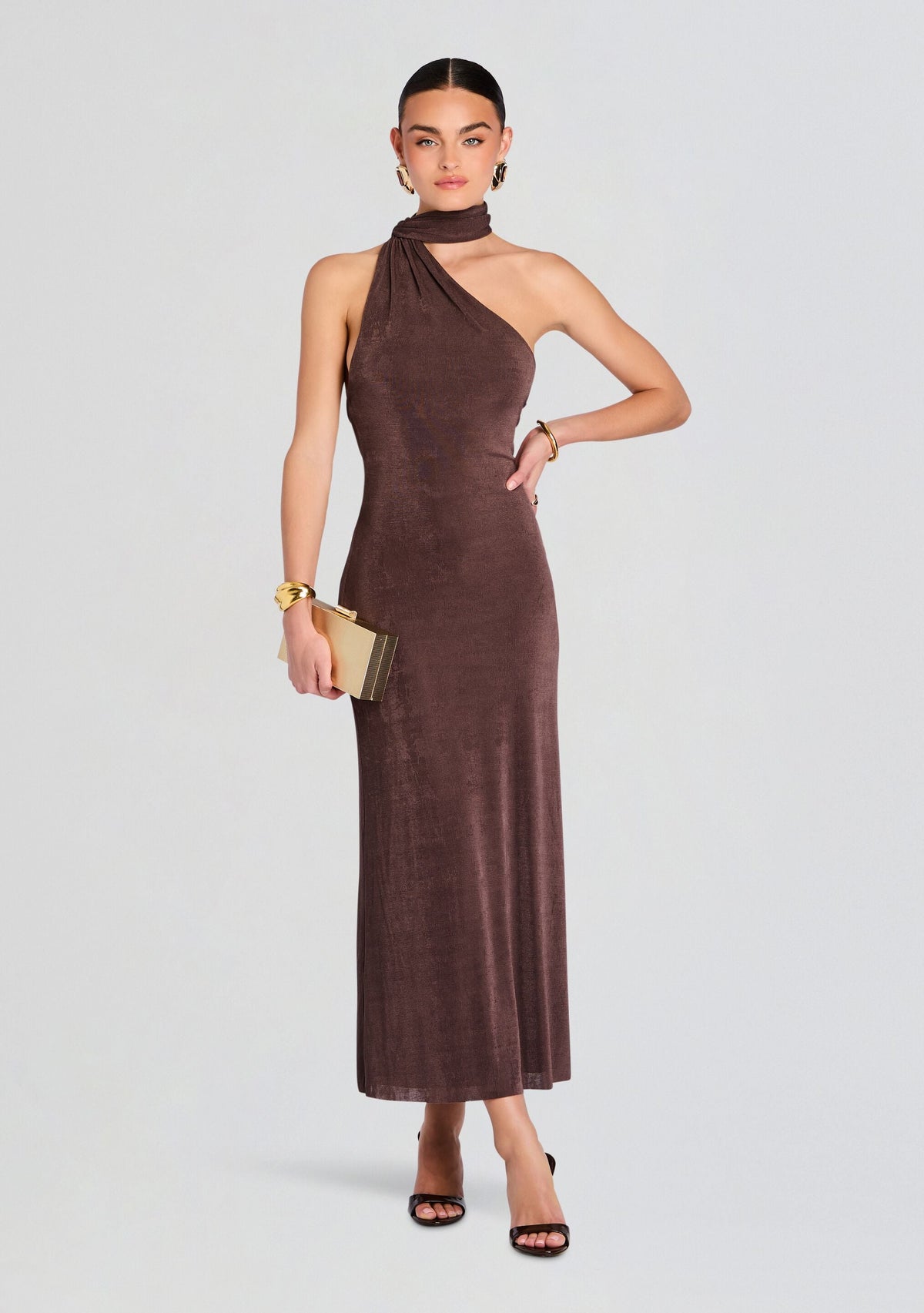 Tre Midi Dress by SEROYA in Slate Brown, product image 5