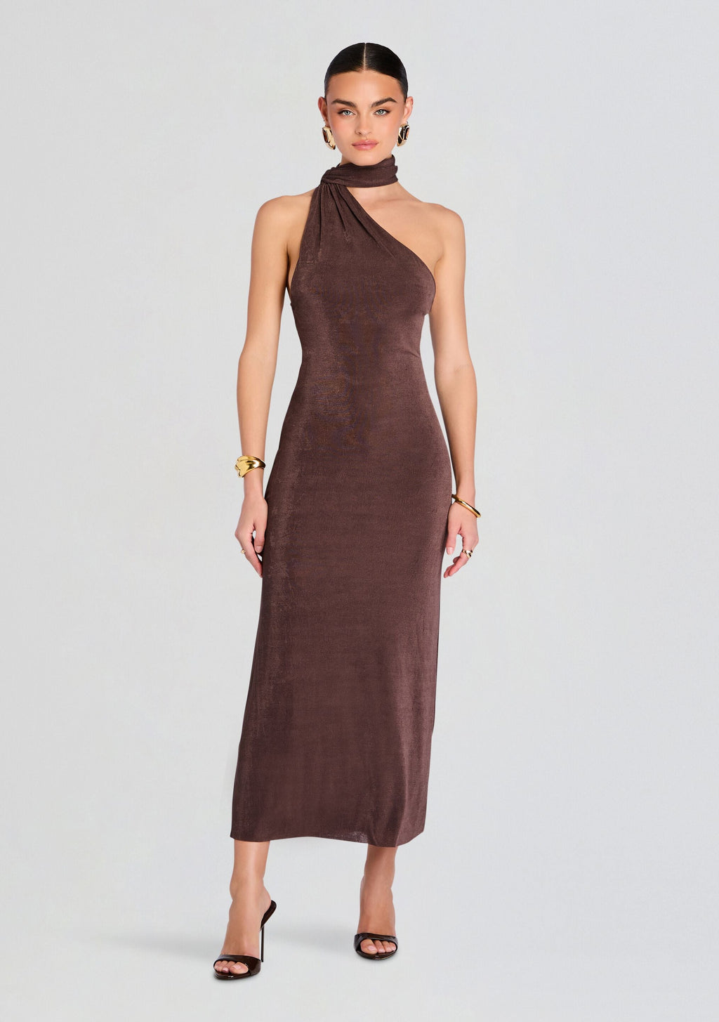 Tre Midi Dress by SEROYA in Slate Brown, product image 1