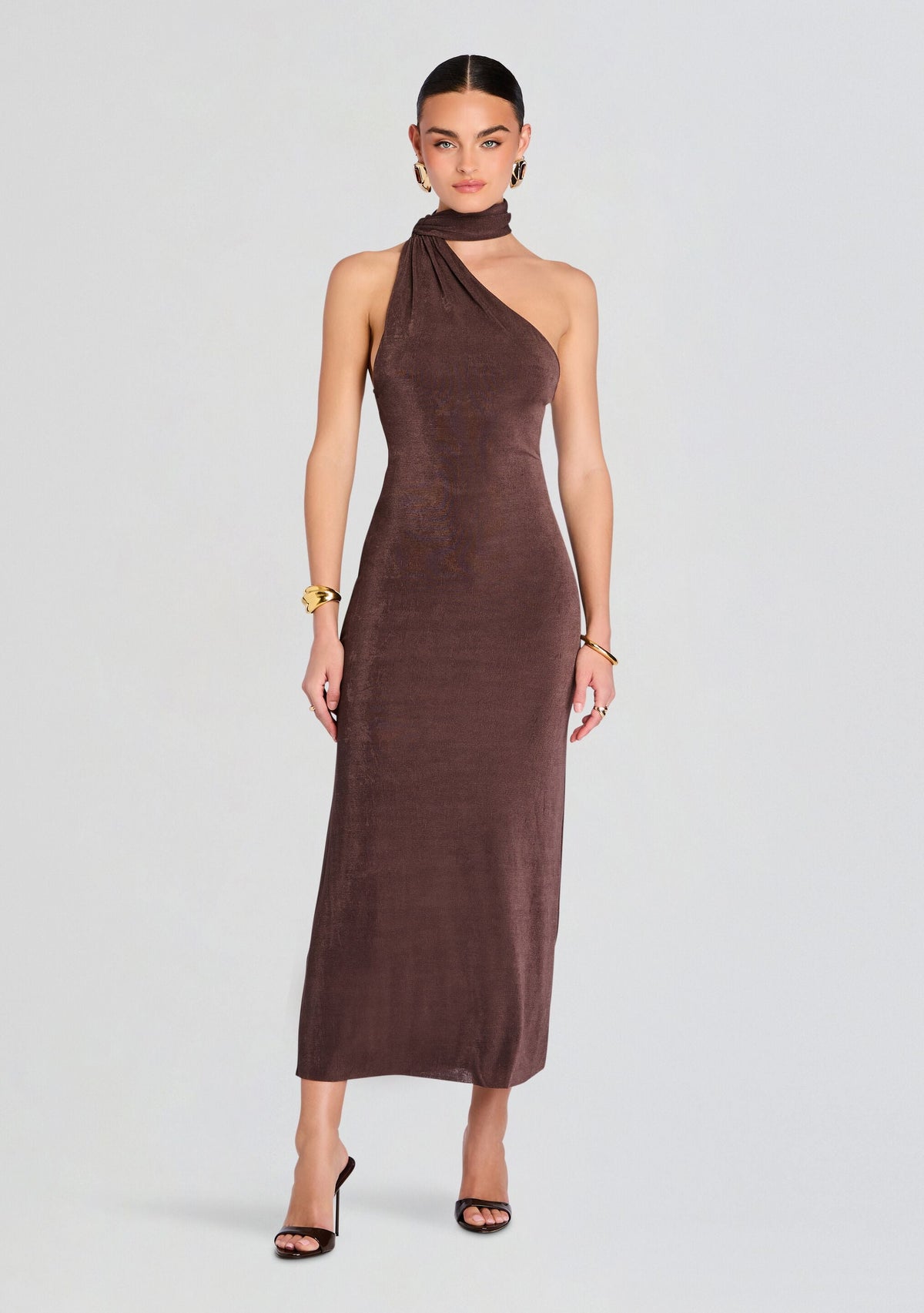 Tre Midi Dress by SEROYA in Slate Brown, product image 1