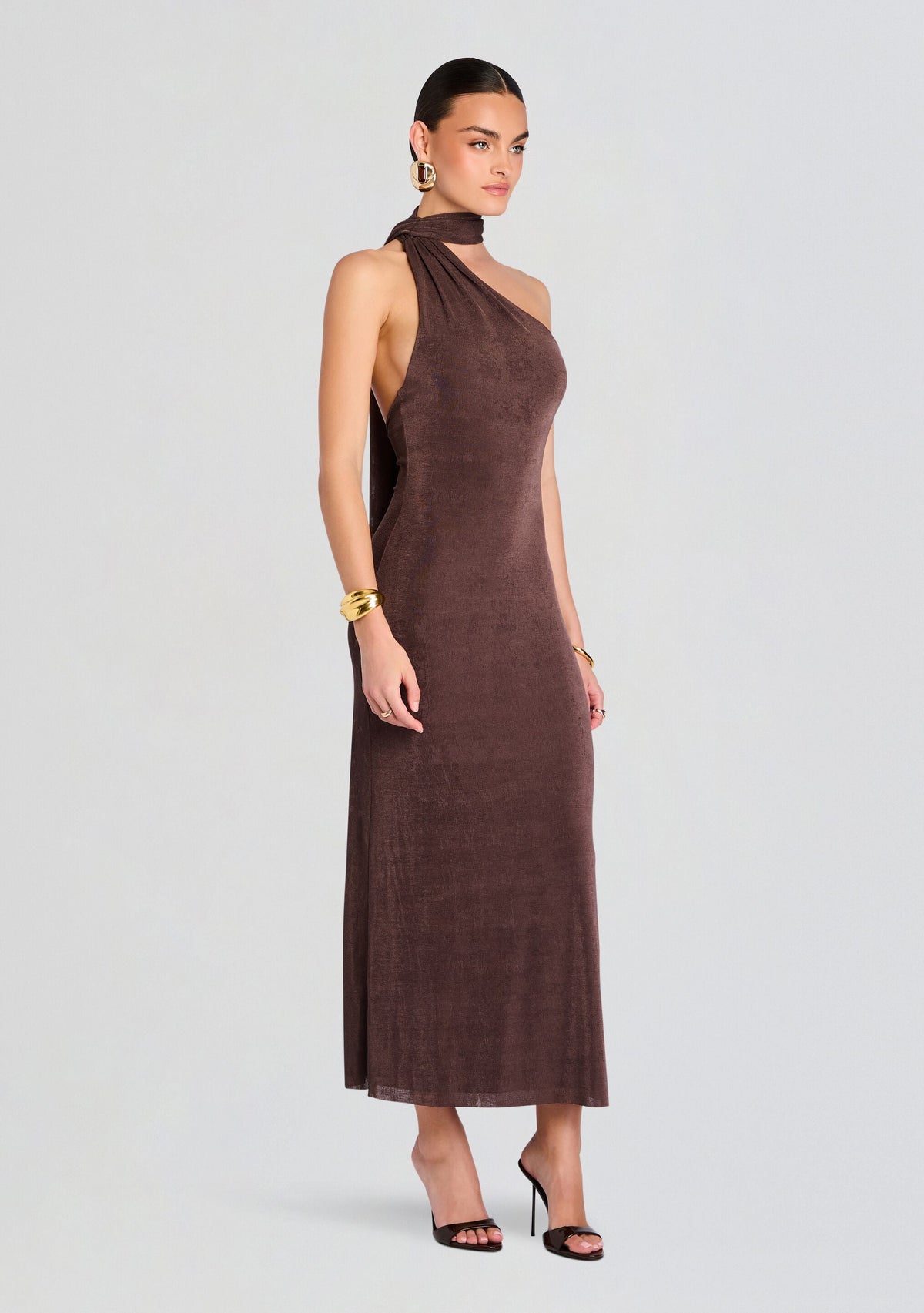 Tre Midi Dress by SEROYA in Slate Brown, product image 3