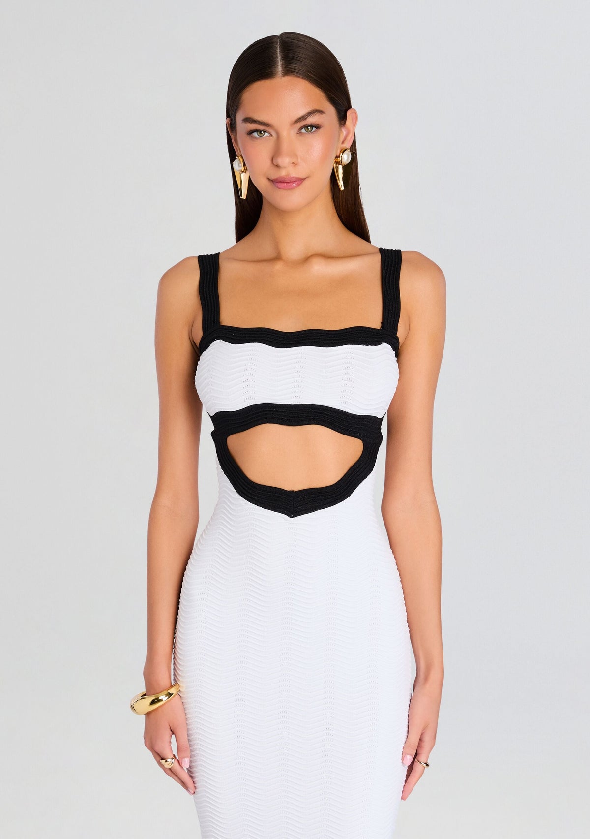 Wynra Metallic Knit Dress by retrofête in OpticWht/MetallicBlk, product image 5