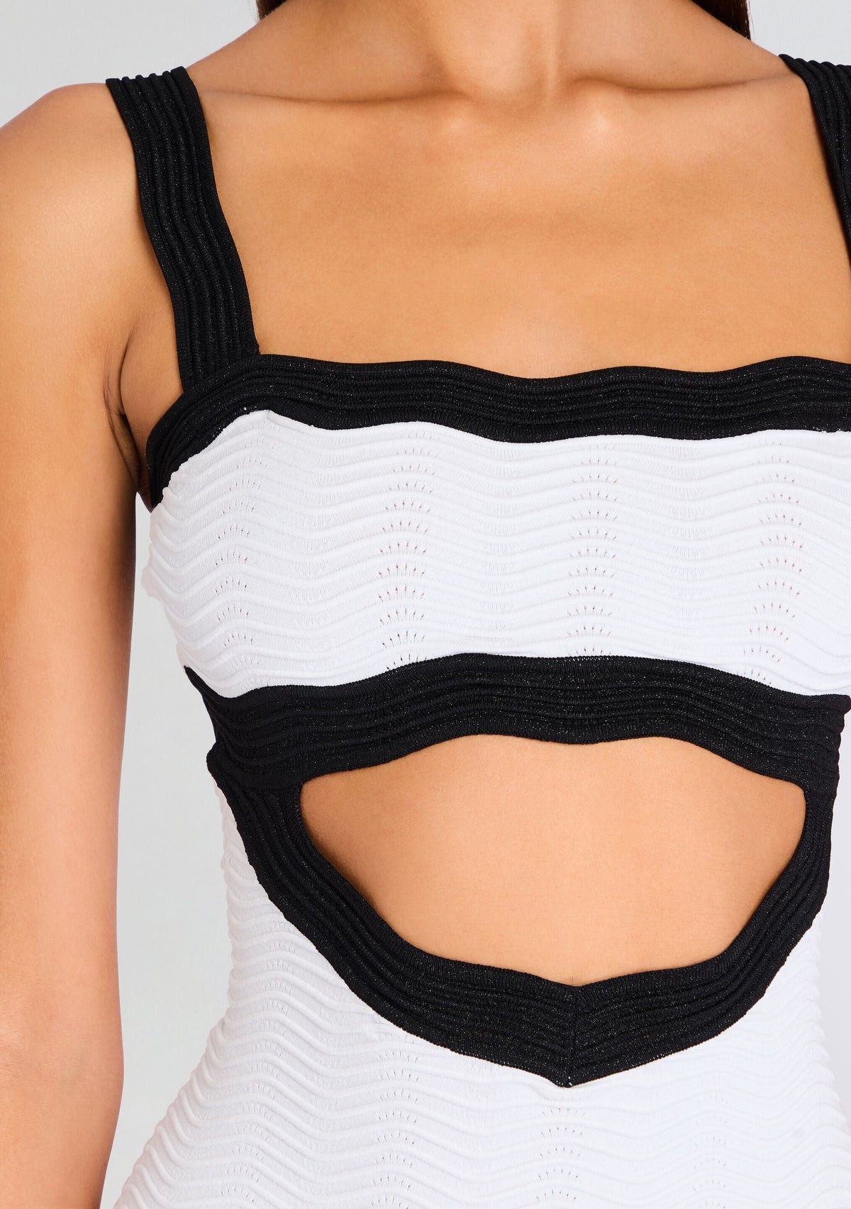 Wynra Metallic Knit Dress by retrofête in OpticWht/MetallicBlk, product image 2