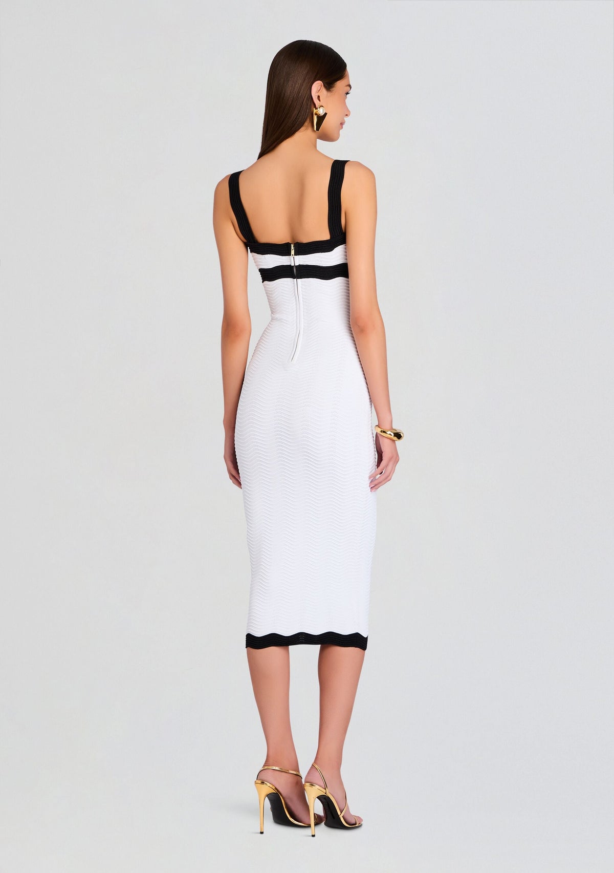 Wynra Metallic Knit Dress by retrofête in OpticWht/MetallicBlk, product image 4
