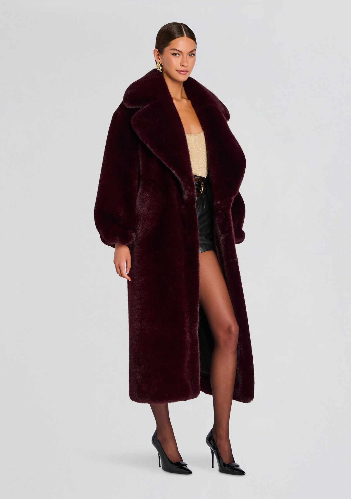 Dasha Faux Fur Jacket by retrofête in Bordeaux, product image 3