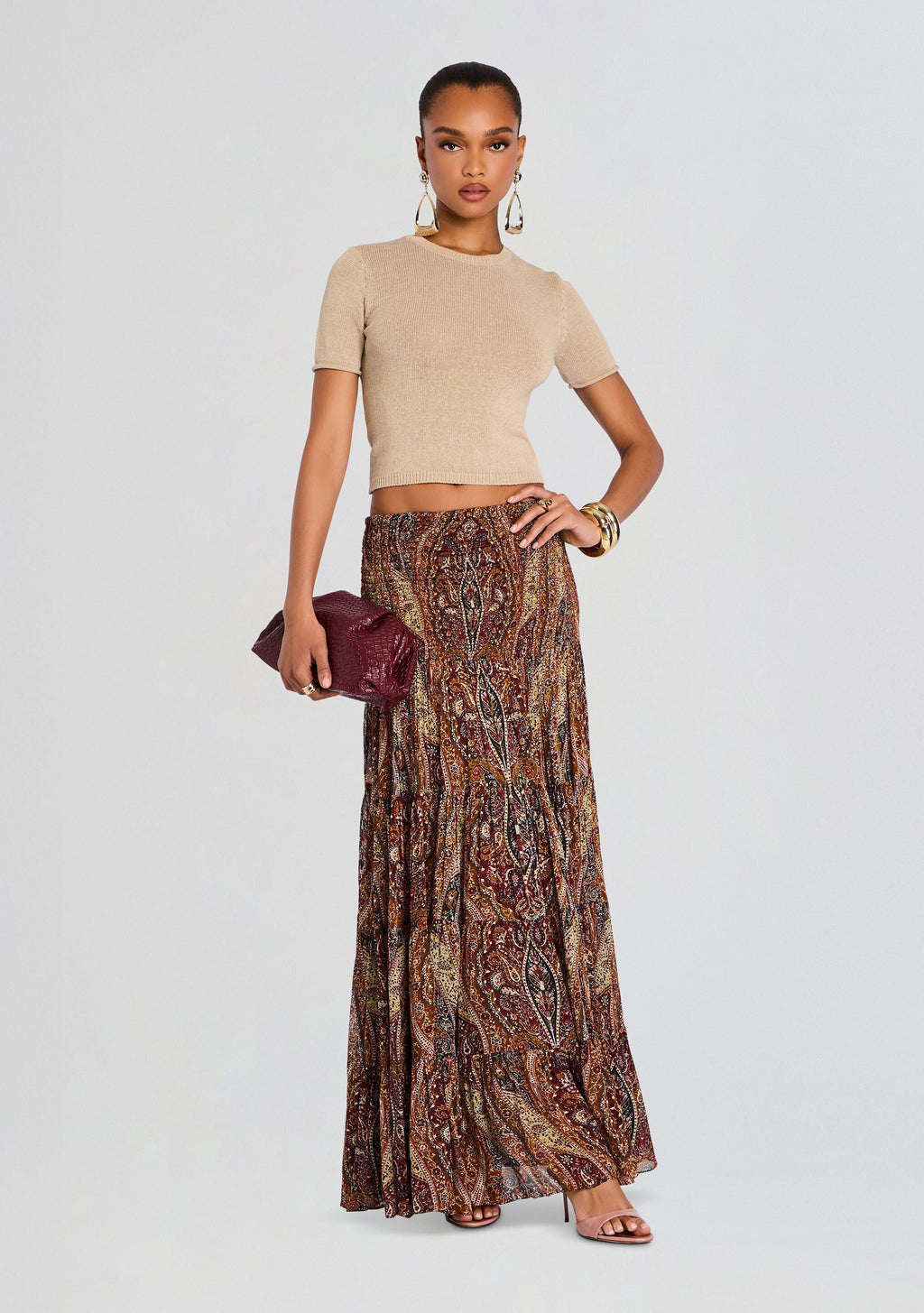 Ruza Maxi Skirt by Hemant & Nandita in Green Multi, product image 2