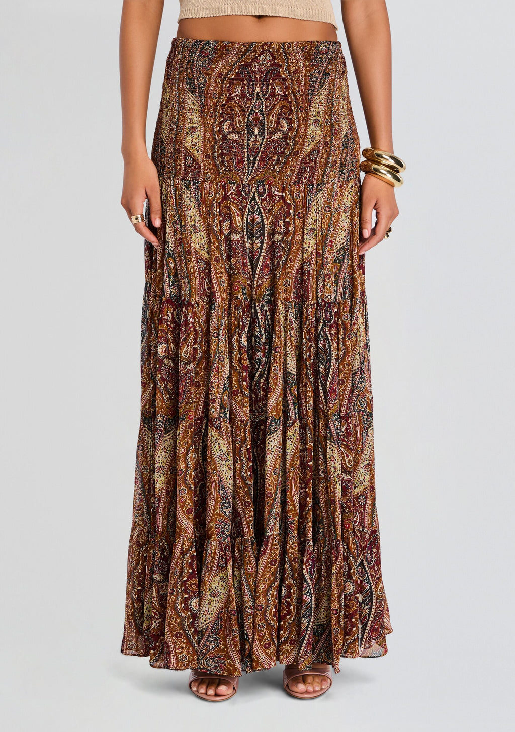 Ruza Maxi Skirt by Hemant & Nandita in Green Multi, product image 1