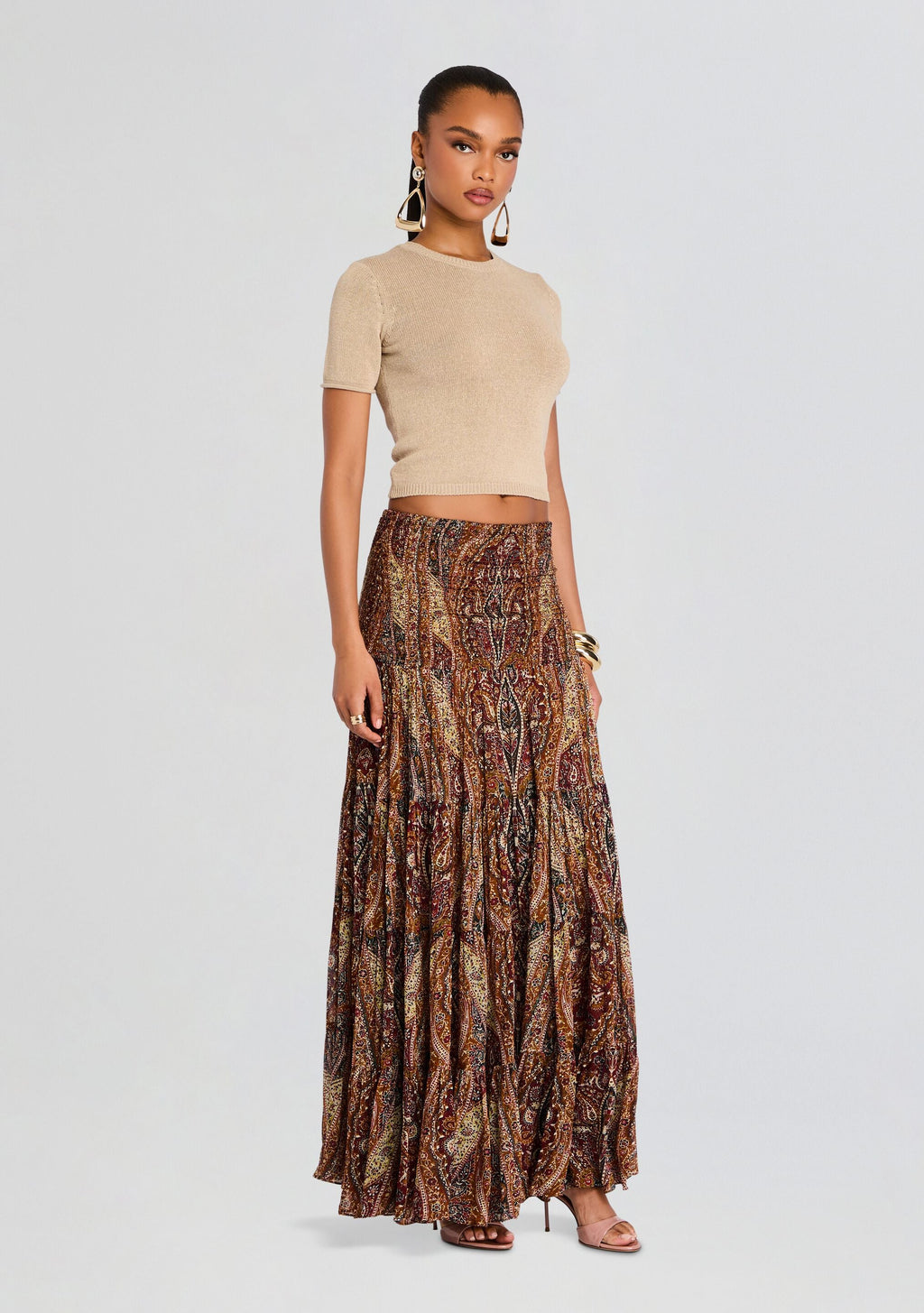 Ruza Maxi Skirt by Hemant & Nandita in Green Multi, product image 4