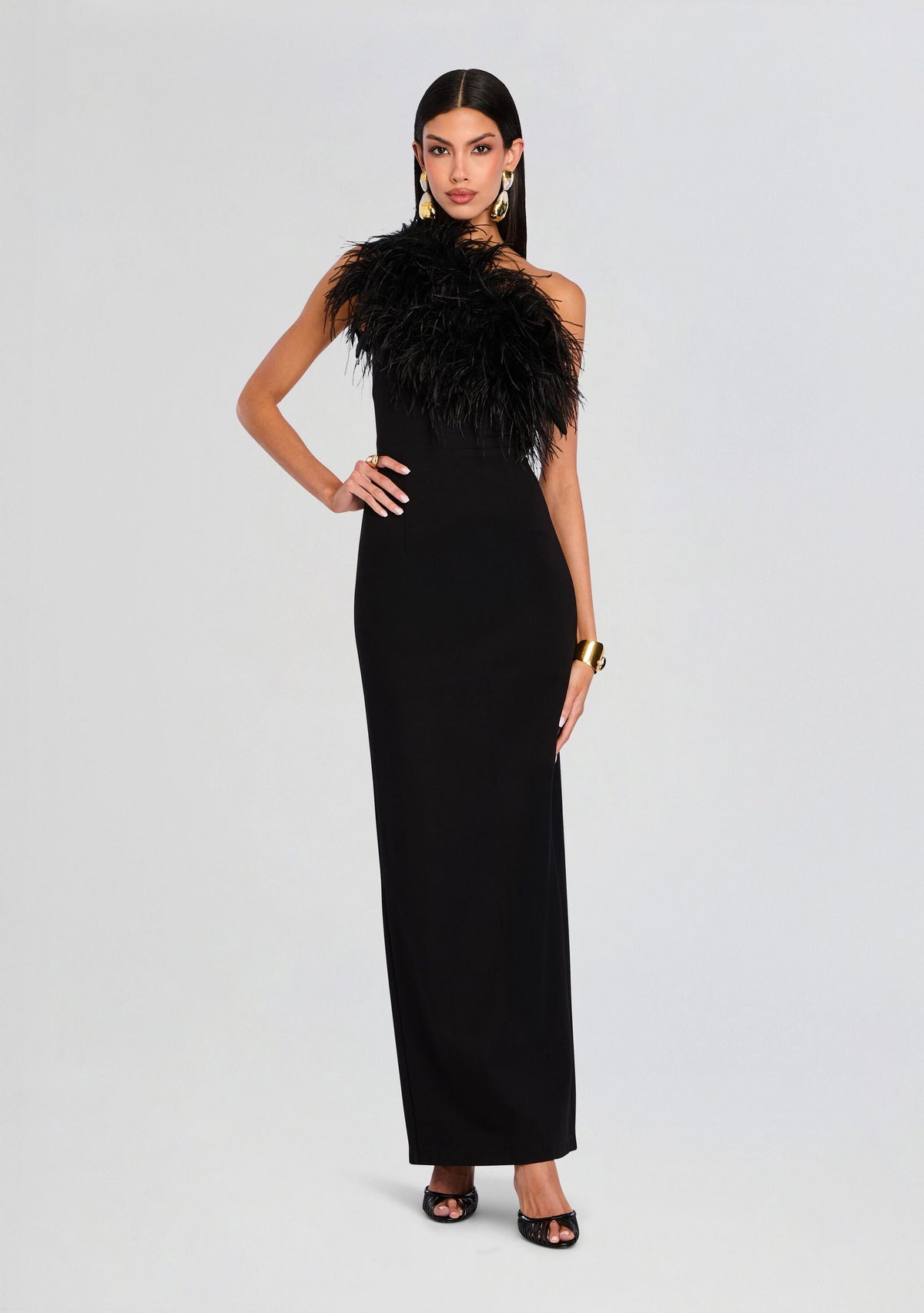 Blair Feather Gown by Sans Faff in Black, product image 1
