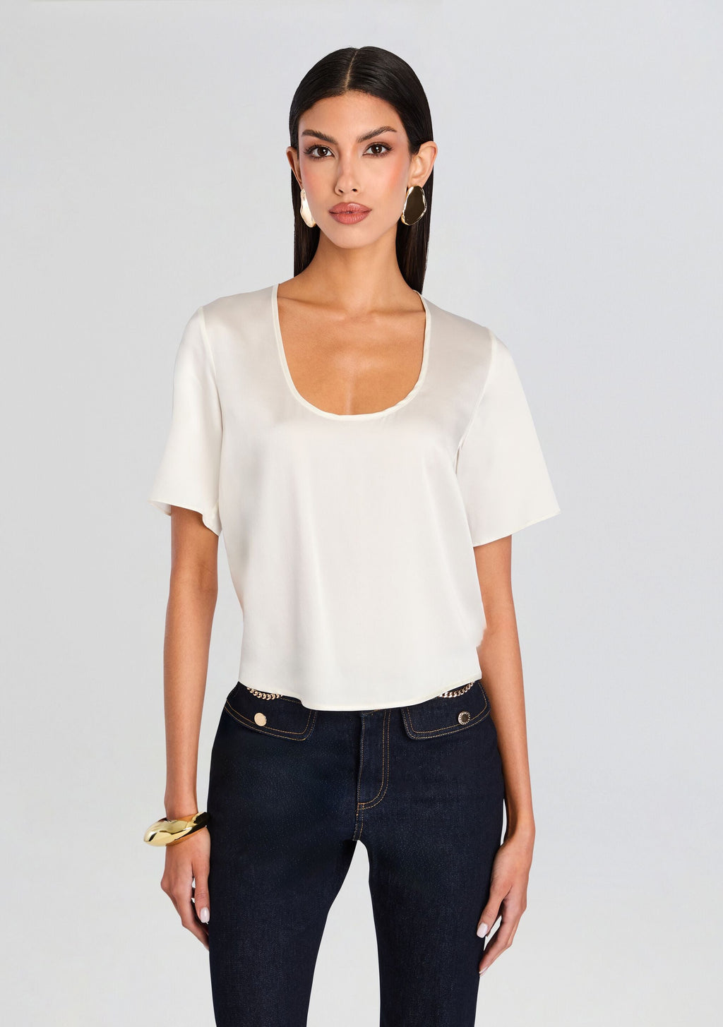 Evangelista Silk Top by retrofête in White, product image 1