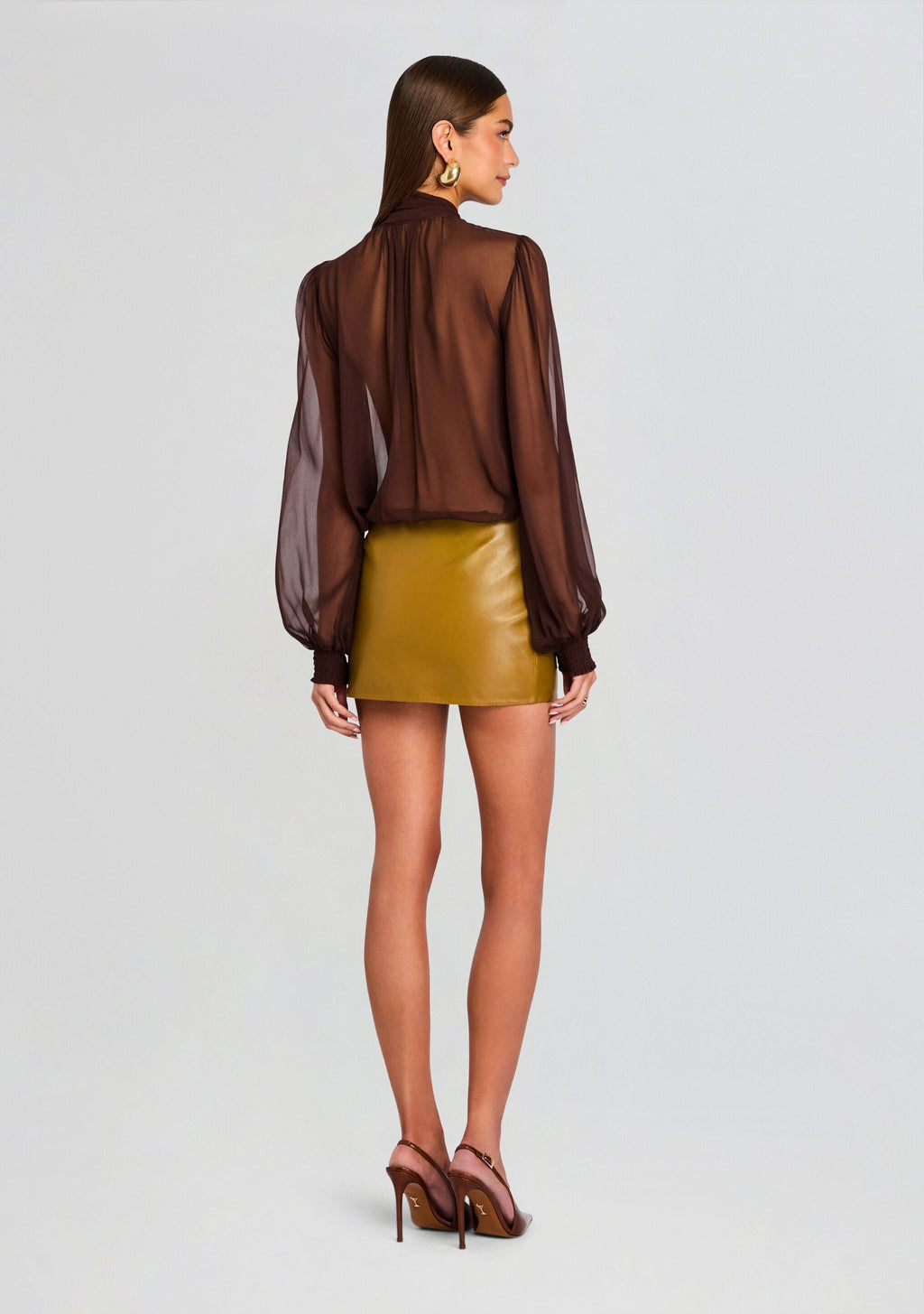 Hasli Silk Chiffon Top by retrofête in Tobacco, product image 5