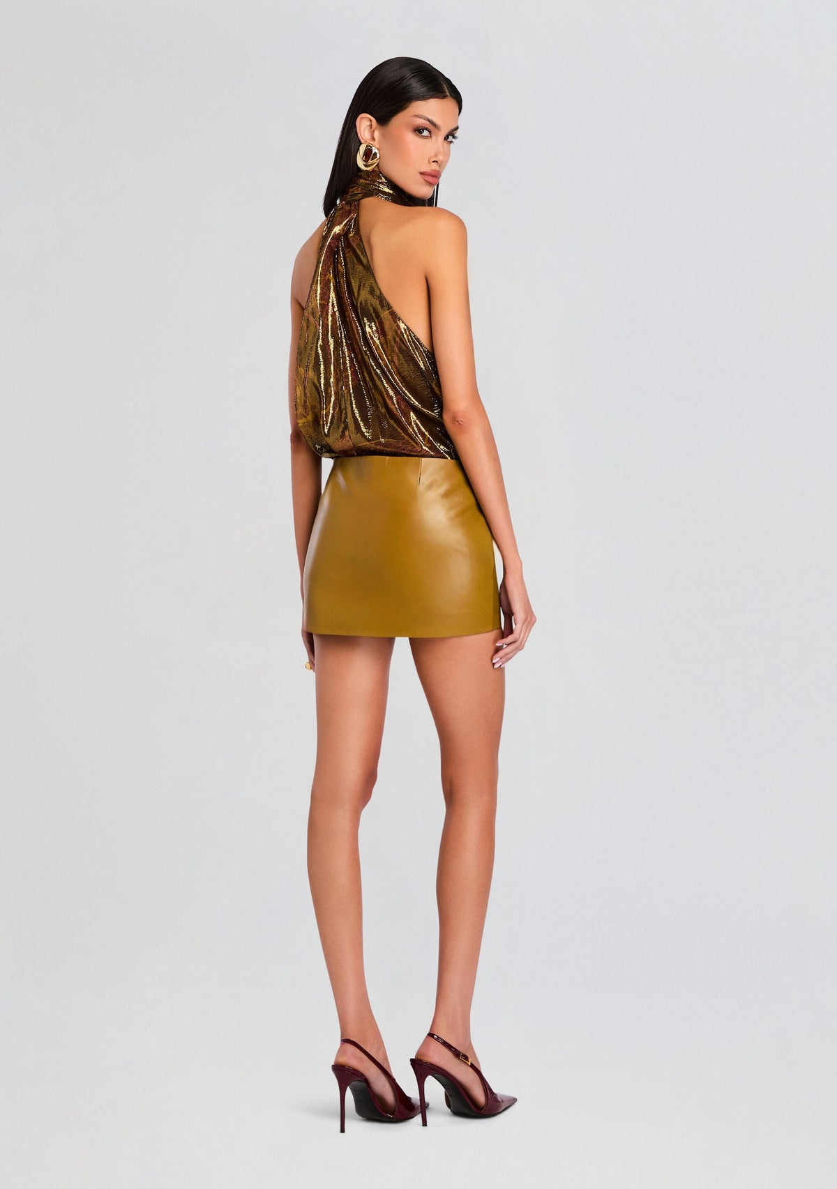 Valerie Leather Skirt by retrofête in Ochre, product image 5