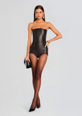 Pernille Leather Romper by retrofête in Tobacco, product image 1
