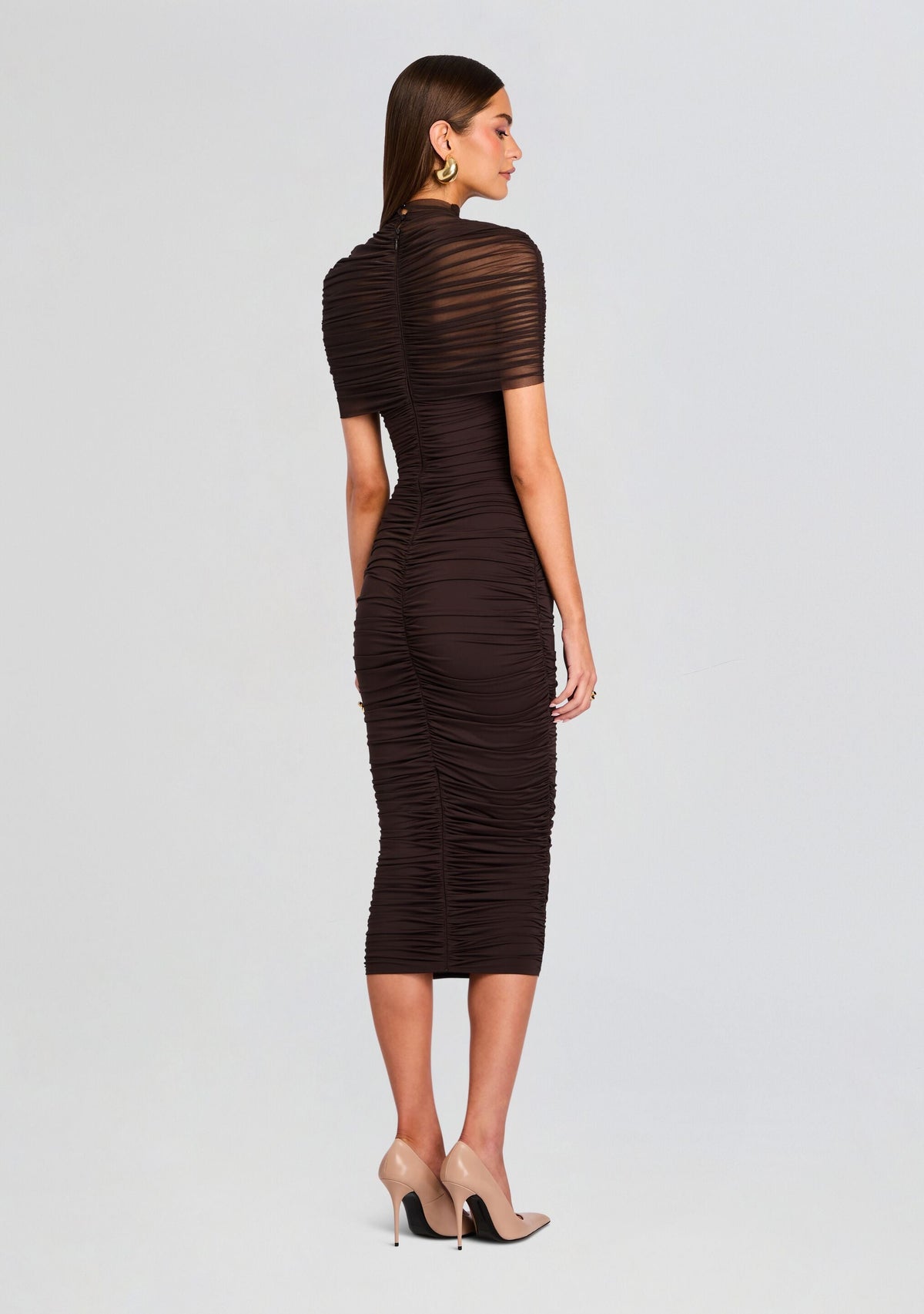 Roberta Midi Dress by SEROYA in Ash Brown, product image 4