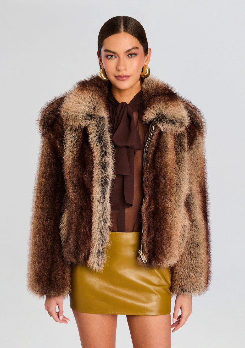 Segrid Faux Fur Bomber by retrofête in Macchiato, product image 1