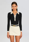 Agata Metallic Knit Top by retrofête in Metallic Black, product image 1