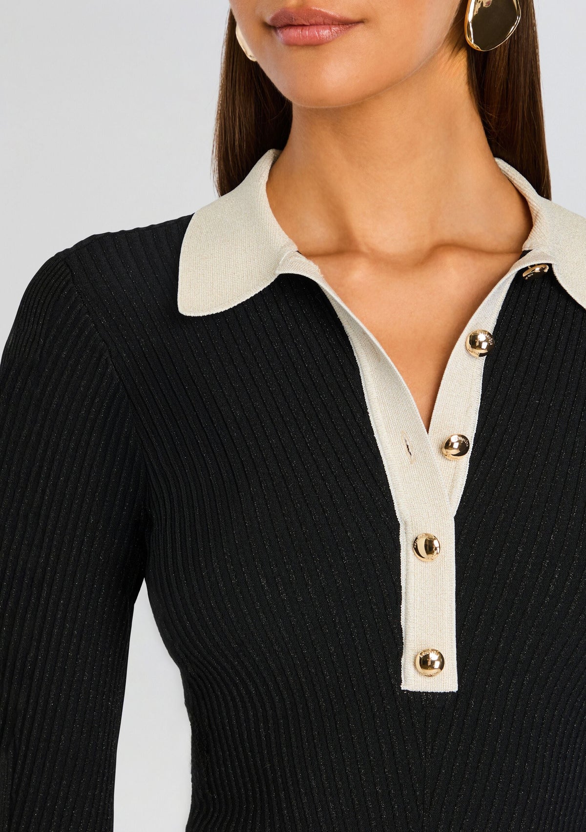Agata Metallic Knit Top by retrofête in Metallic Black, product image 3