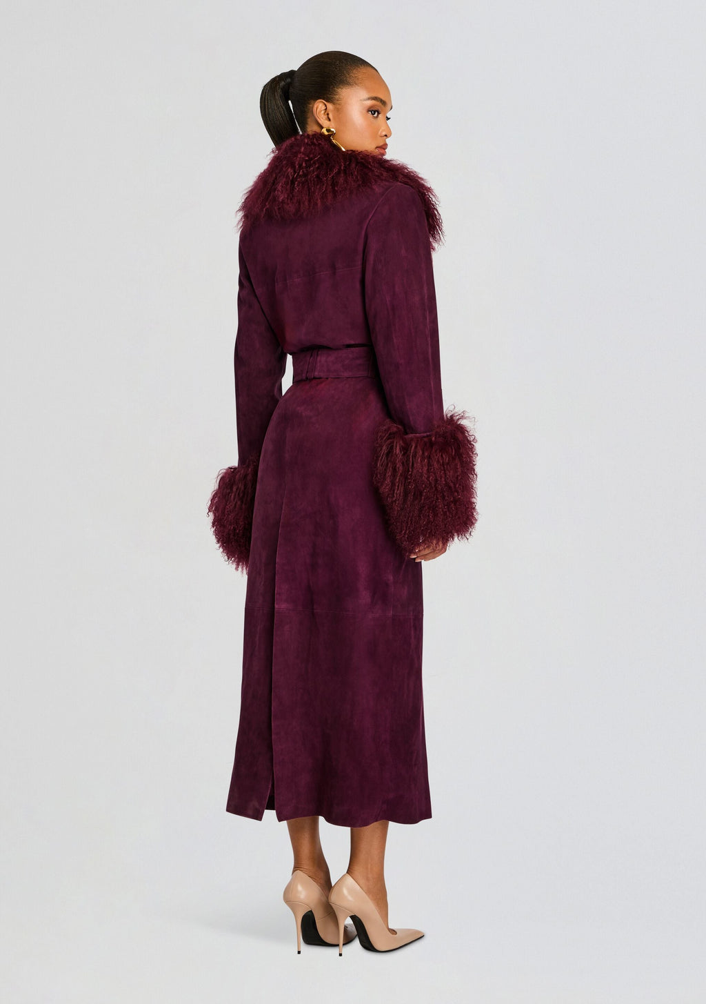Britta Suede Coat by retrofête in Bordeaux, product image 5