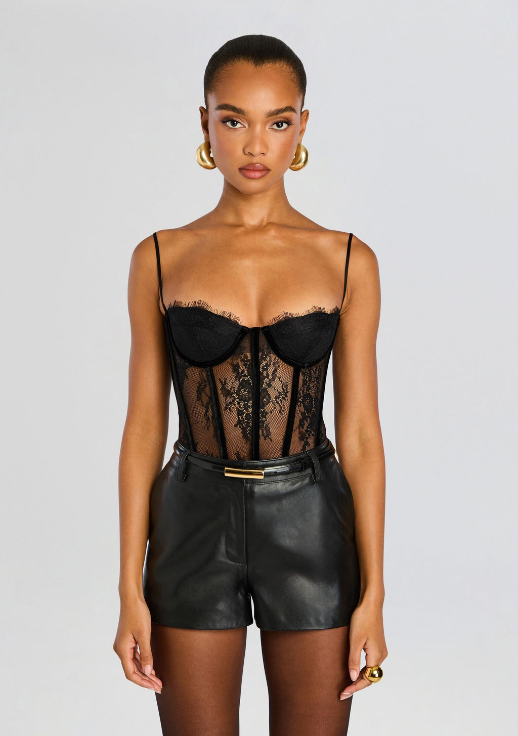 Gisela Lace Bodysuit by retrofête in Black, product image 1
