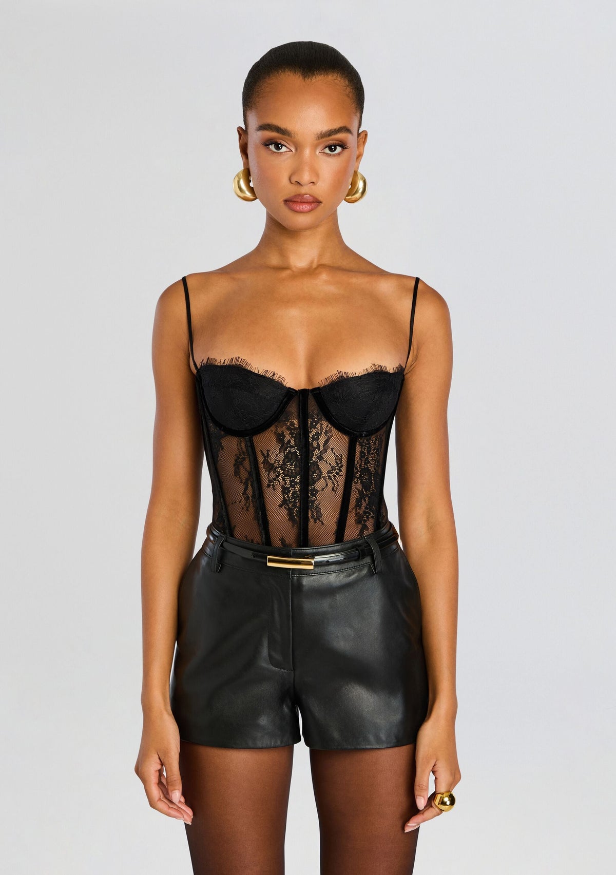 Gisela Lace Bodysuit by retrofête in Black, product image 1