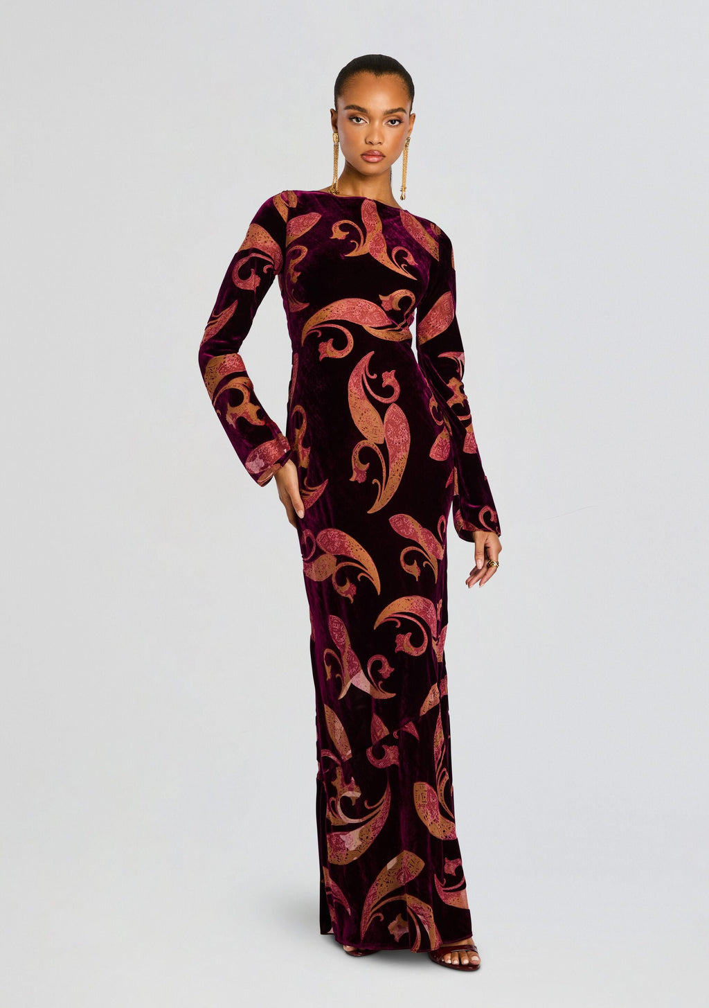 Iona Velvet Dress by retrofête in Dark Paisley, product image 1