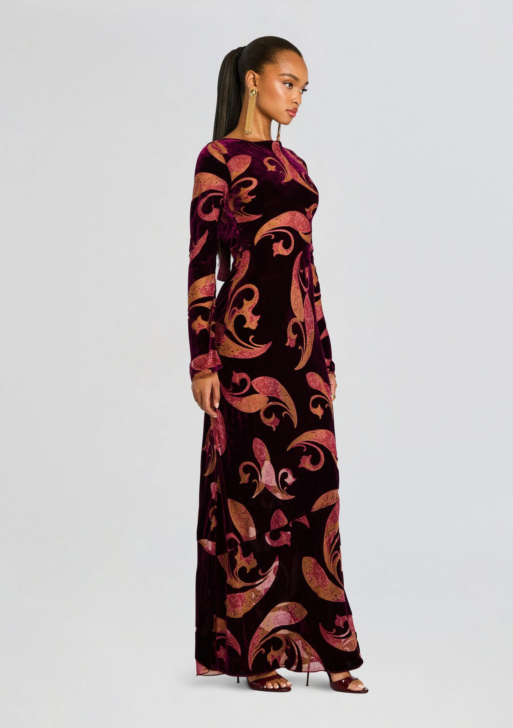 Iona Velvet Dress by retrofête in Dark Paisley, product image 3
