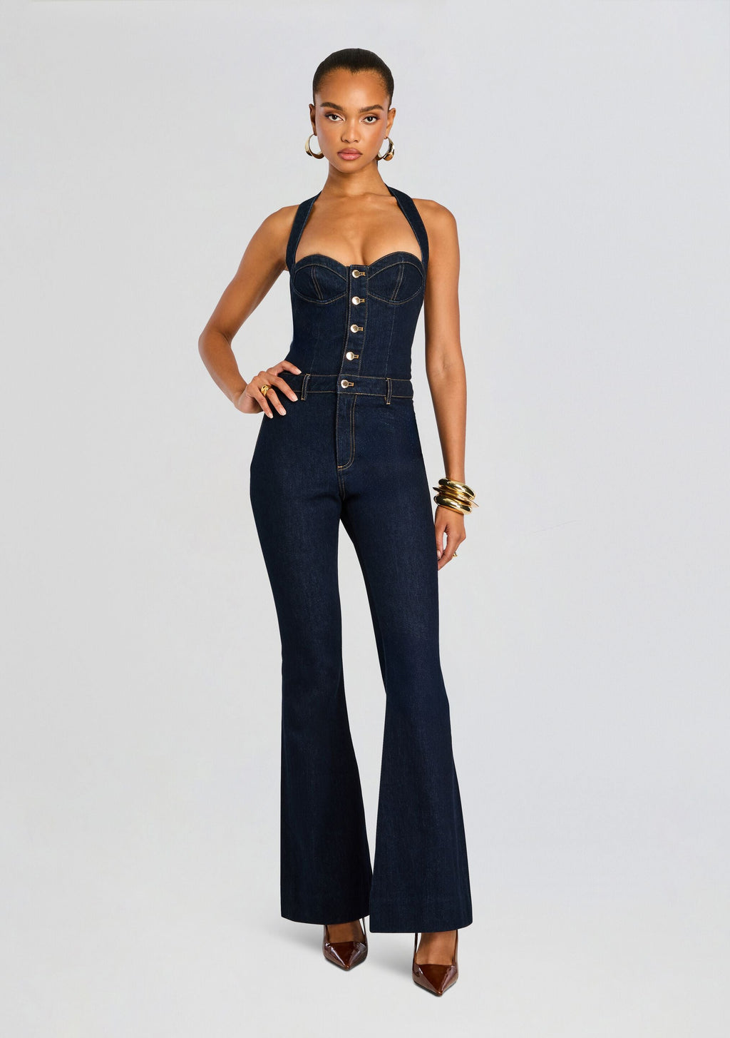 Irma Denim Jumpsuit by retrofête in Indigo Rinse, product image 1