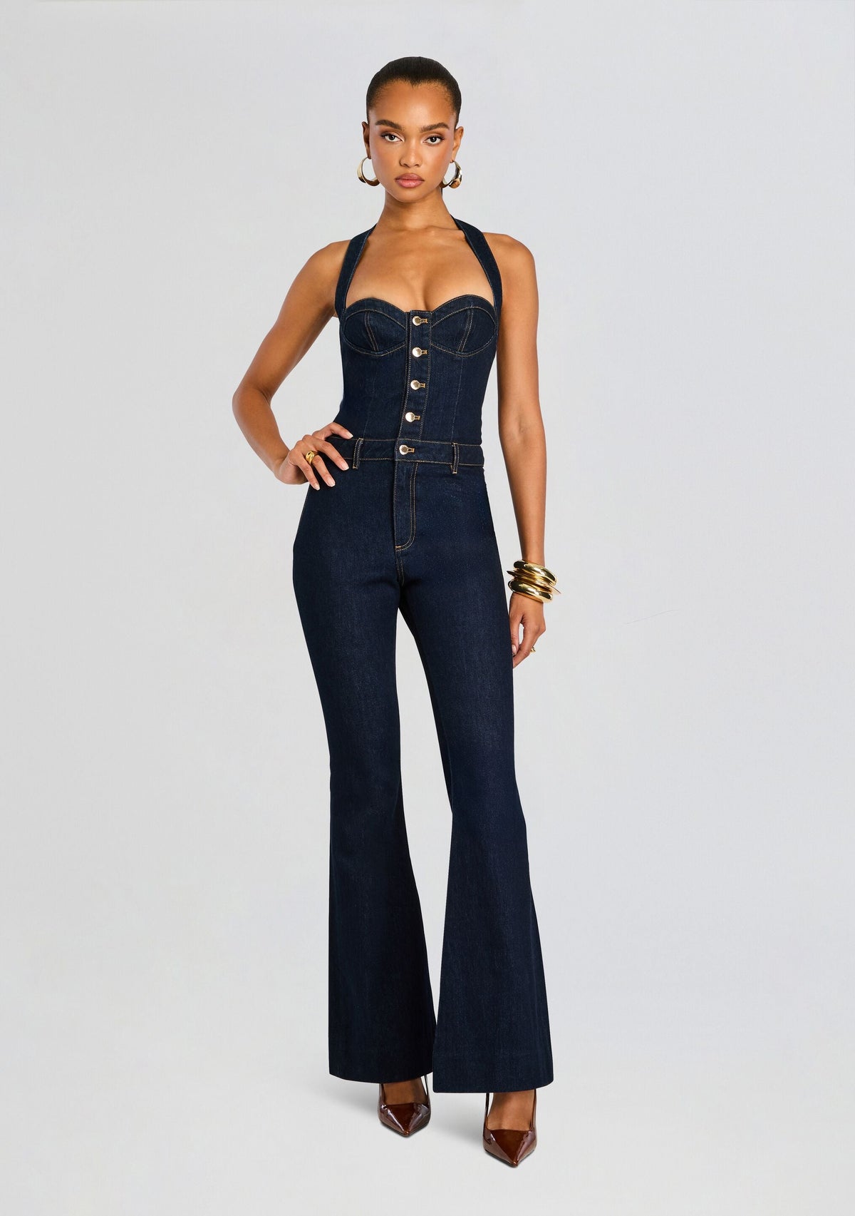 Irma Denim Jumpsuit by retrofête in Indigo Rinse, product image 1