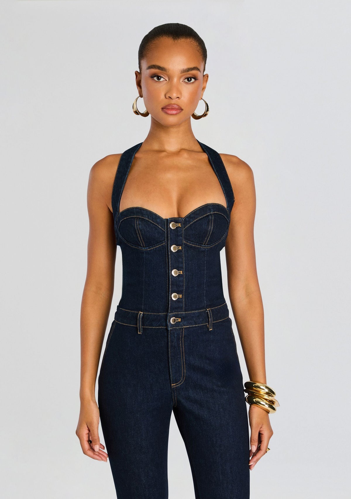 Irma Denim Jumpsuit by retrofête in Indigo Rinse, product image 5