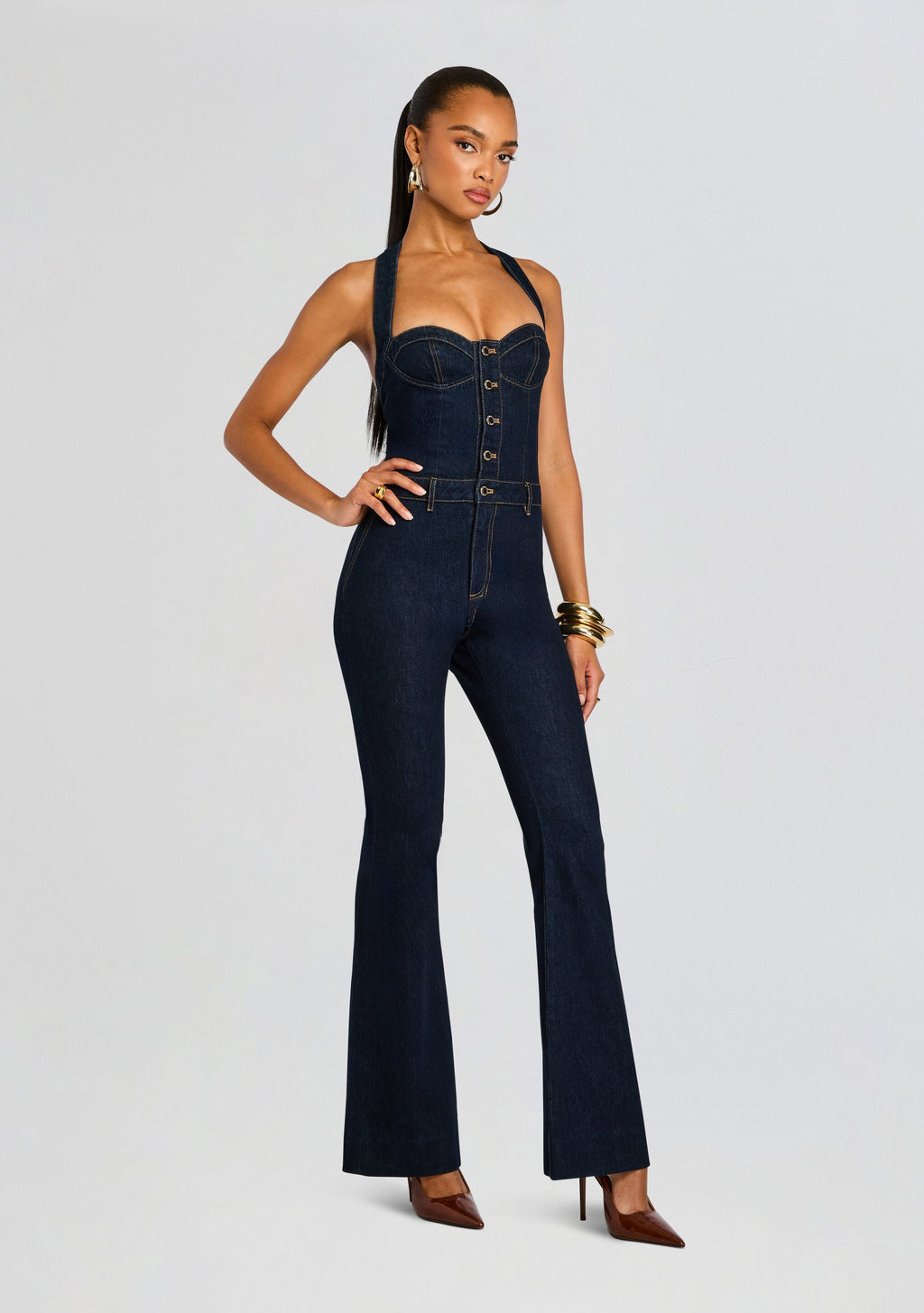 Irma Denim Jumpsuit by retrofête in Indigo Rinse, product image 3
