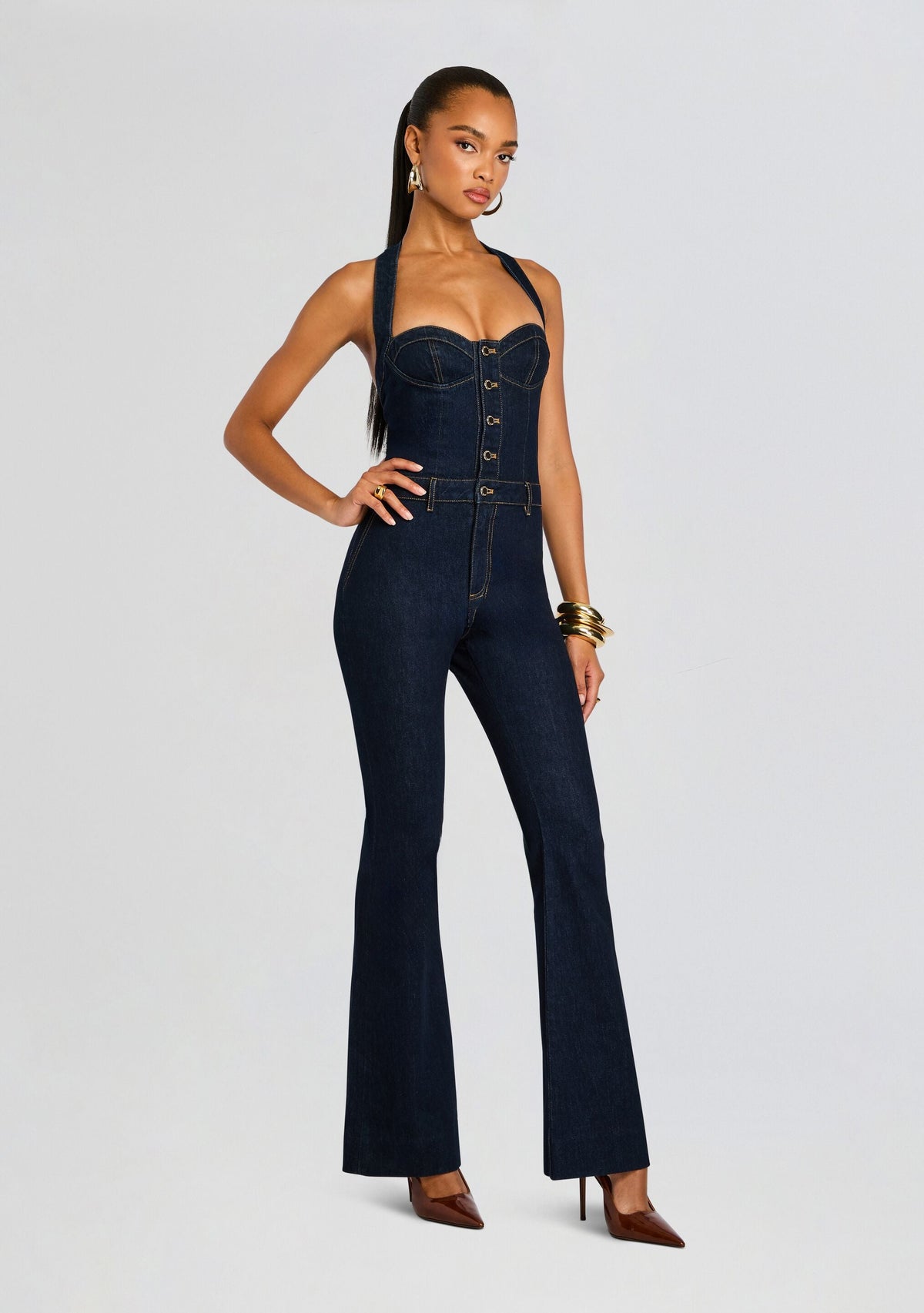 Irma Denim Jumpsuit by retrofête in Indigo Rinse, product image 3