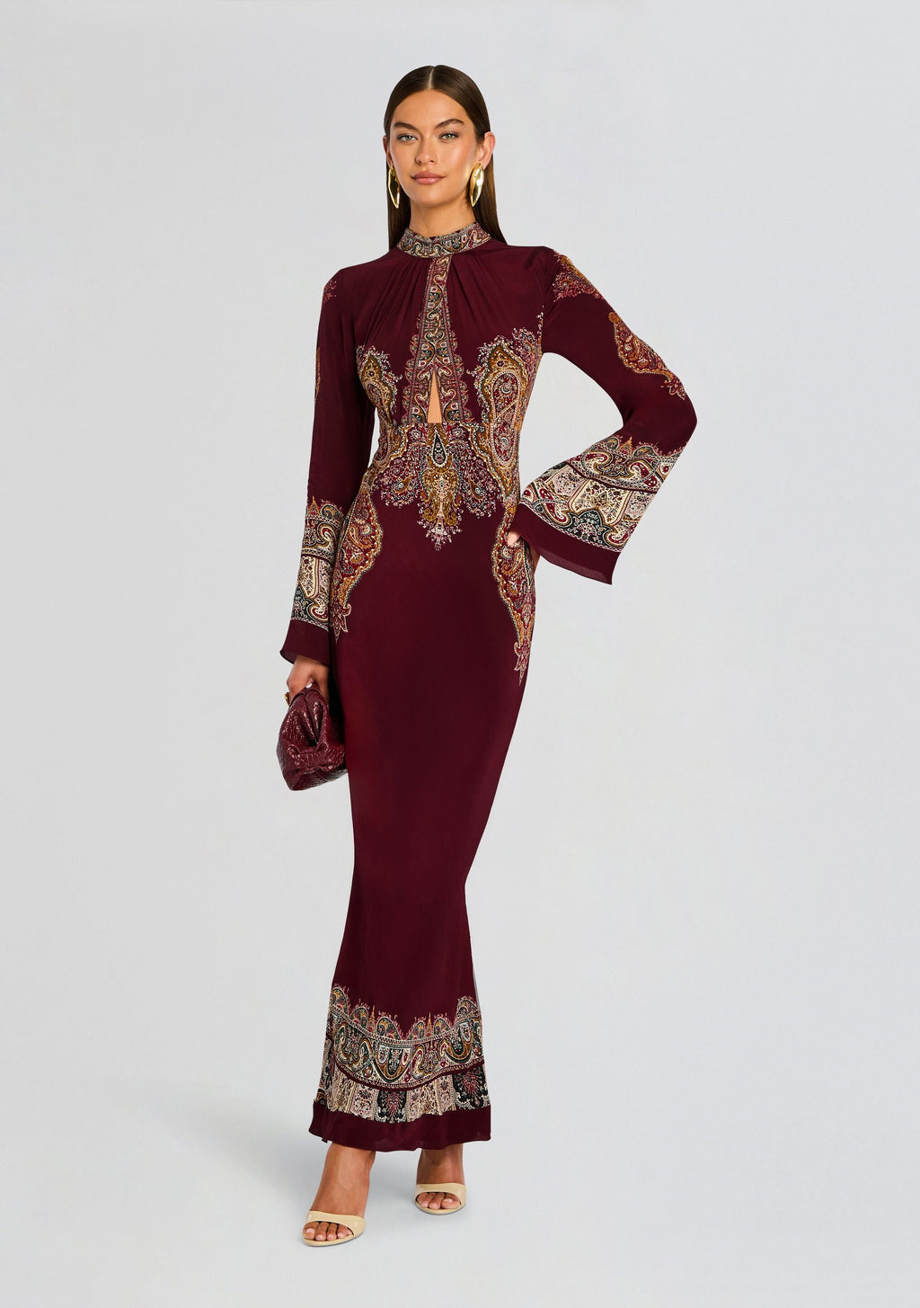 Shifa Long Dress by Hemant & Nandita in Burgundy, product image 1