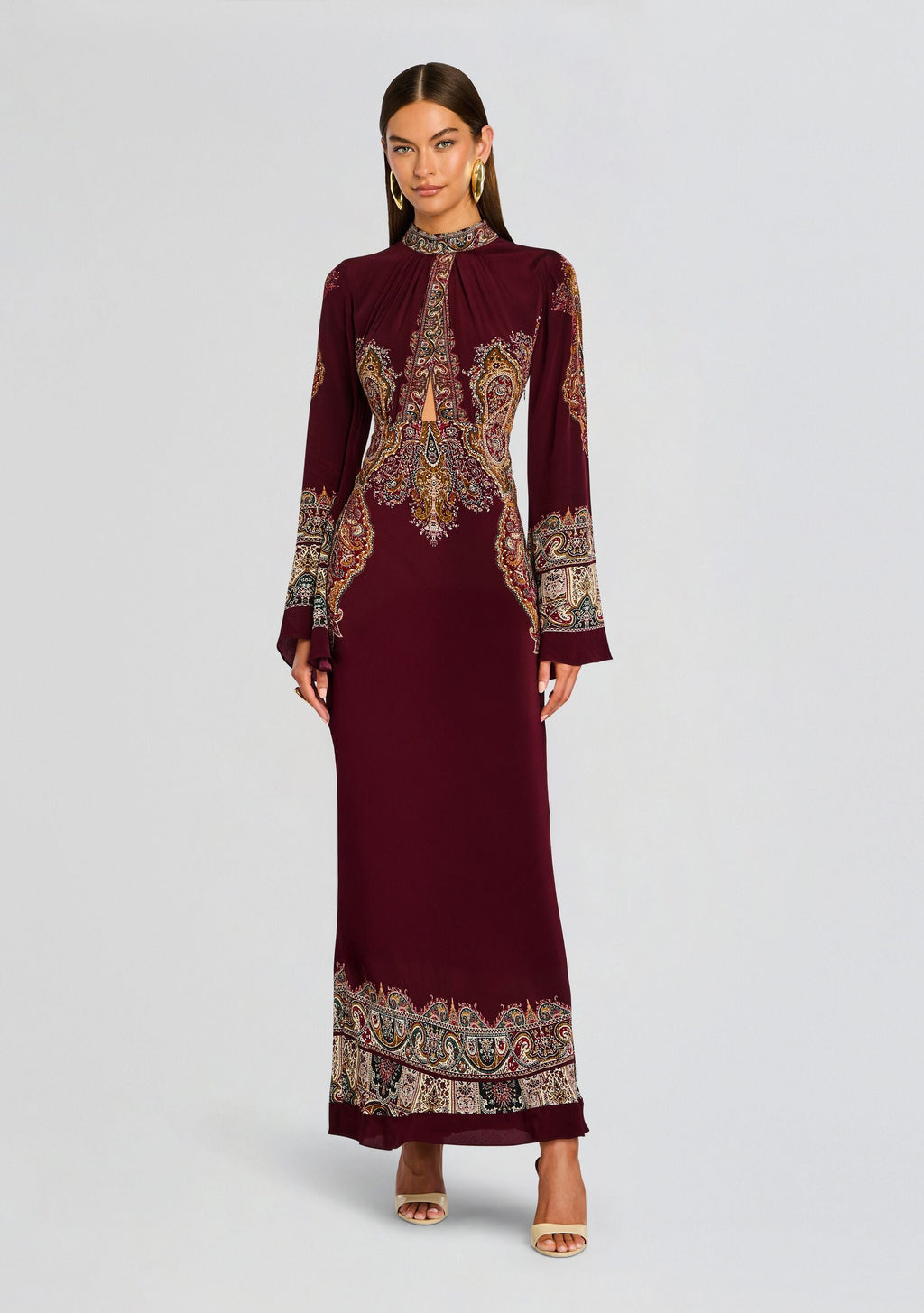 Shifa Long Dress by Hemant & Nandita in Burgundy, product image 5
