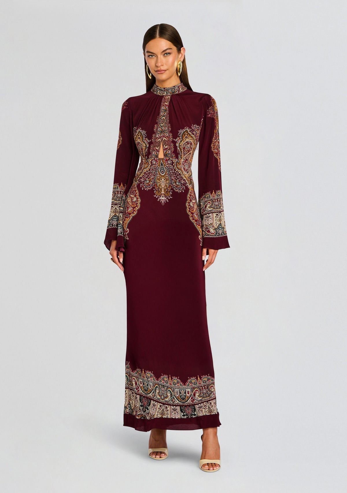 Shifa Long Dress by Hemant & Nandita in Burgundy, product image 5