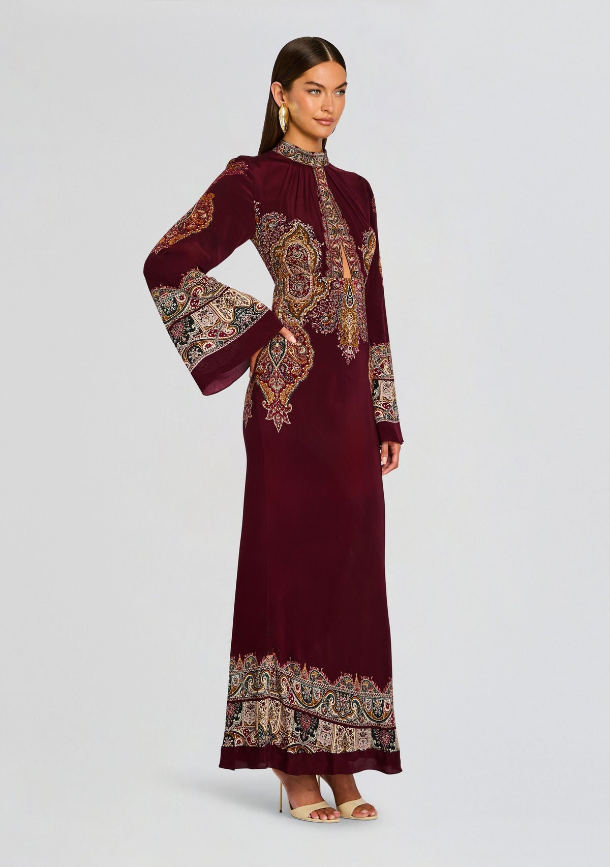 Shifa Long Dress by Hemant & Nandita in Burgundy, product image 3
