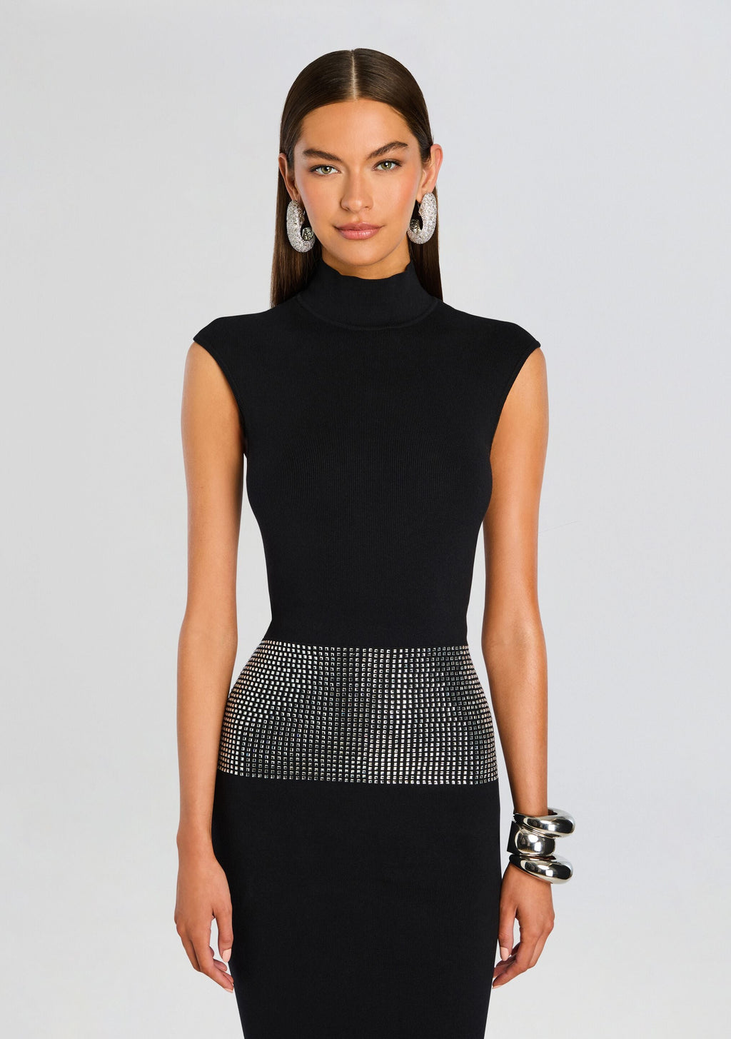 Leontine Embellished Dress by retrofête in Black/Silver, product image 6
