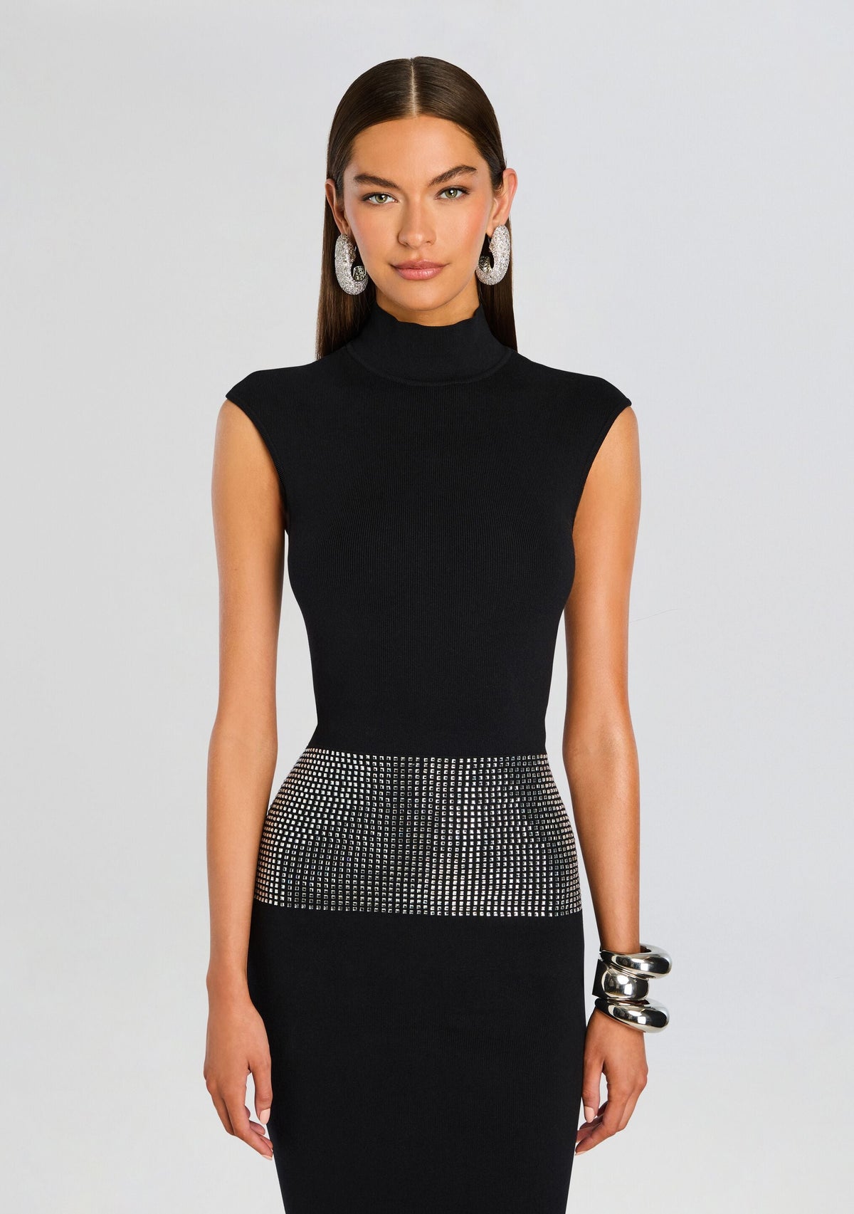 Leontine Embellished Dress by retrofête in Black/Silver, product image 6
