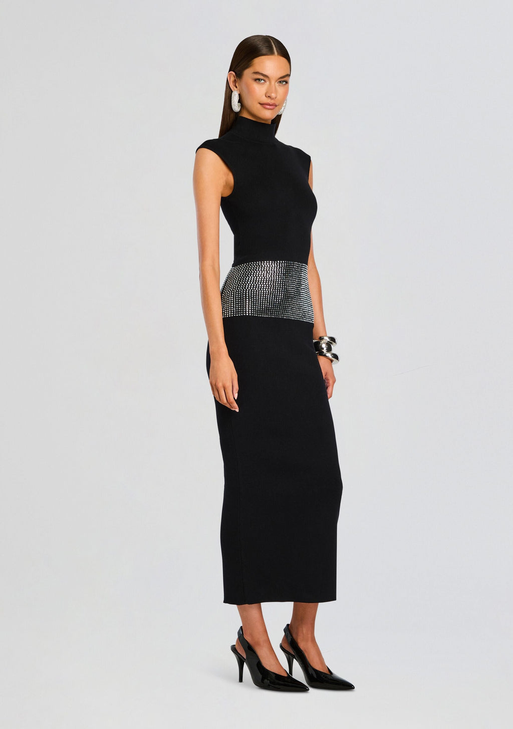 Leontine Embellished Dress by retrofête in Black/Silver, product image 4